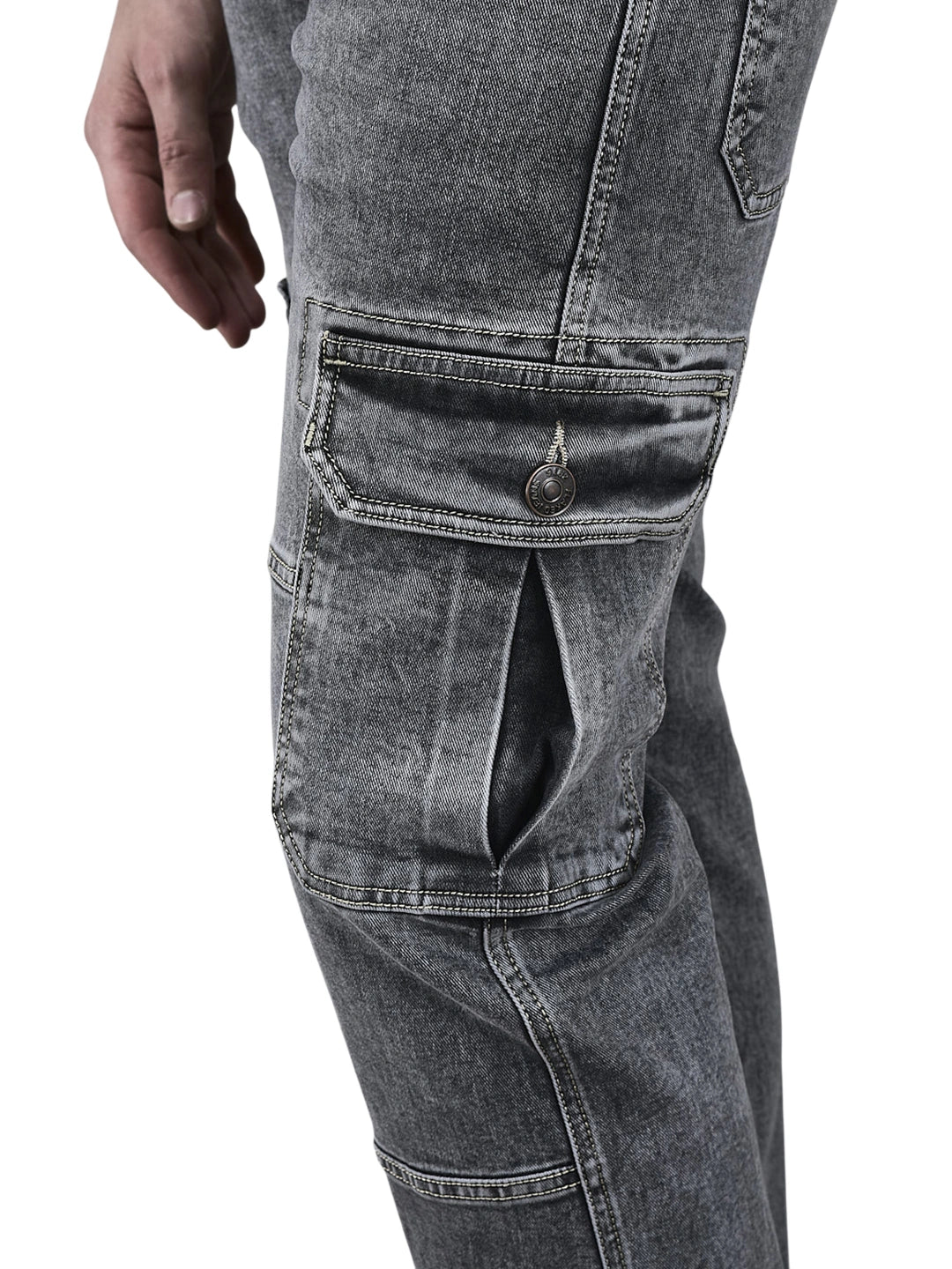 Flaked Denim Cargo Relaxed Fit Jeans