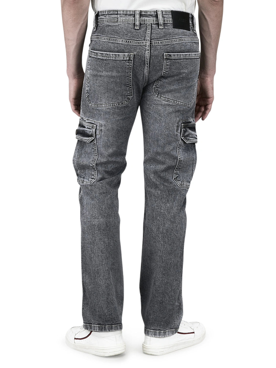 Flaked Denim Cargo Relaxed Fit Jeans