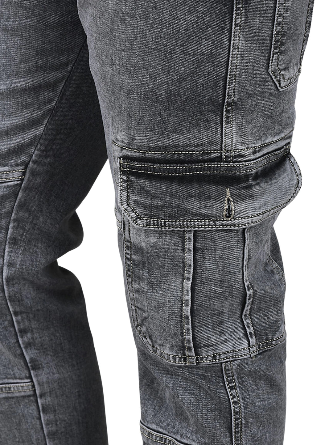 Flaked Denim Cargo Relaxed Fit Jeans