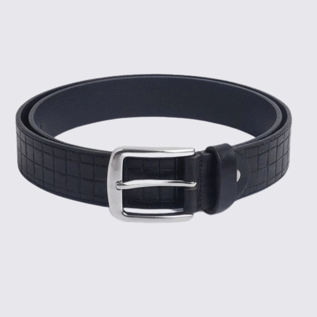 Flaked Leather Belt Shadow Grid