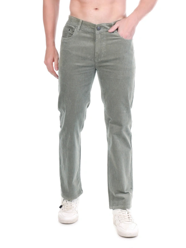 Corduroy Straight Fit Stretchable Jeans– Ash Grey