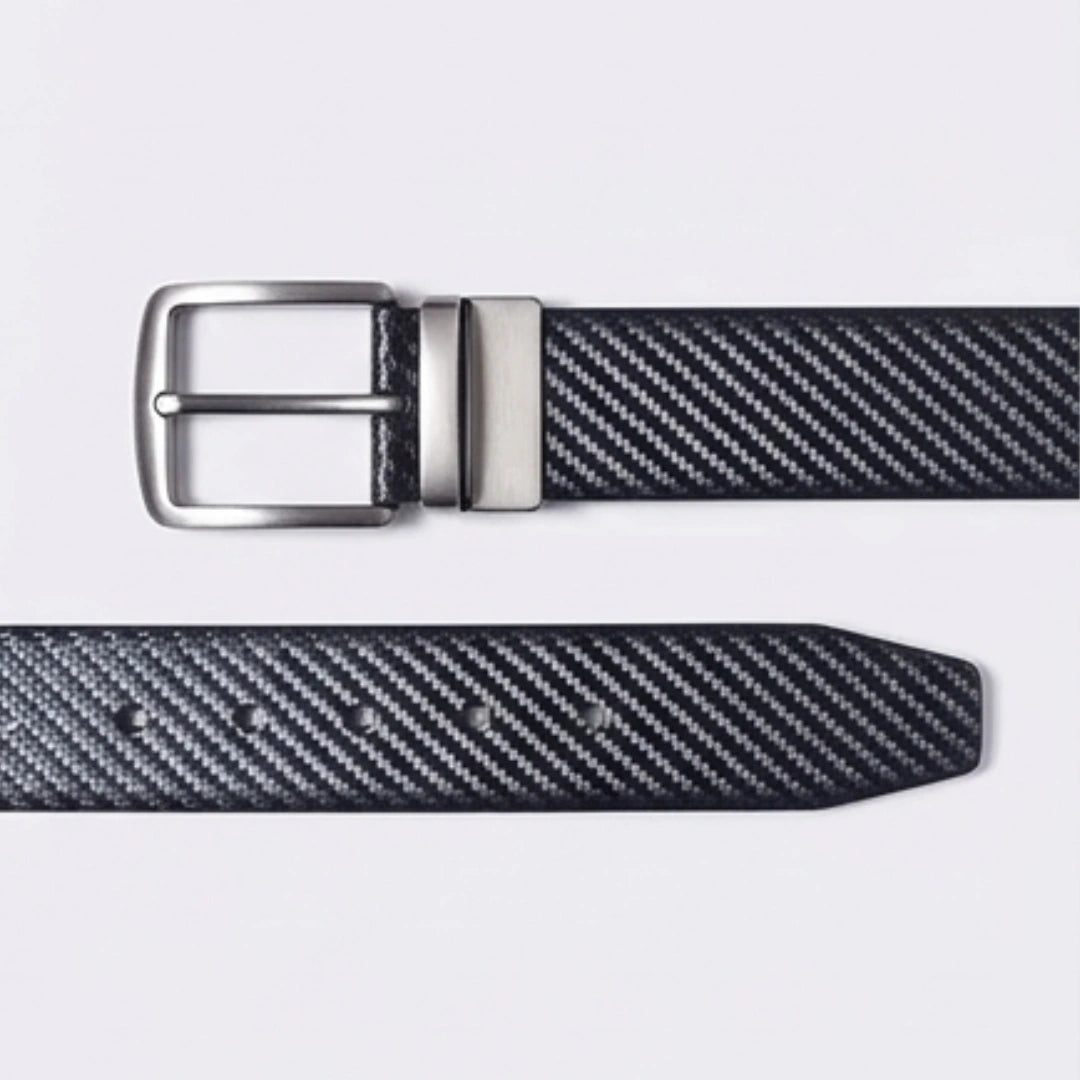 Flaked Leather Belt - Carbon Weave