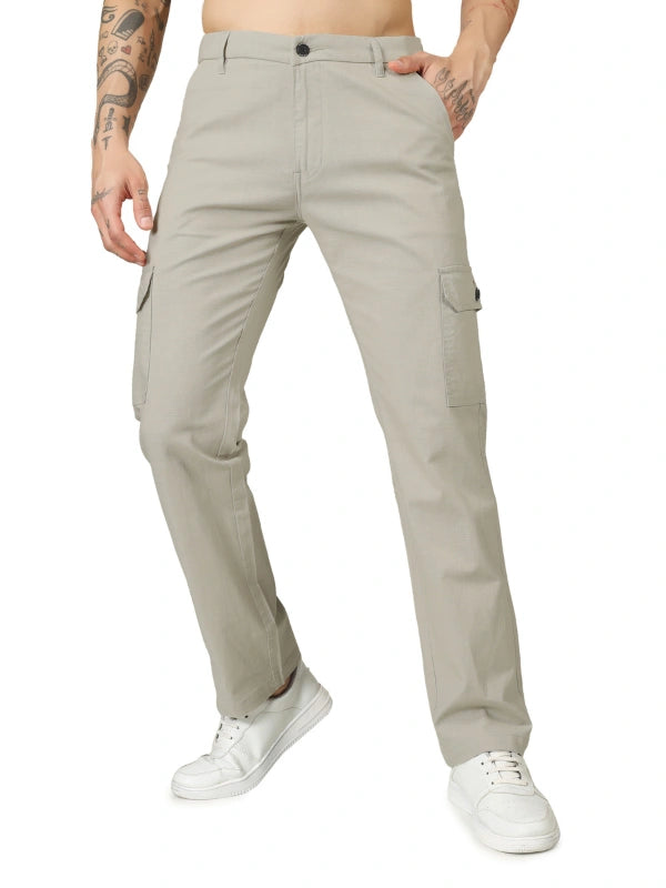 Linen Cargo Relaxed Fit - Light Beige - Flaked