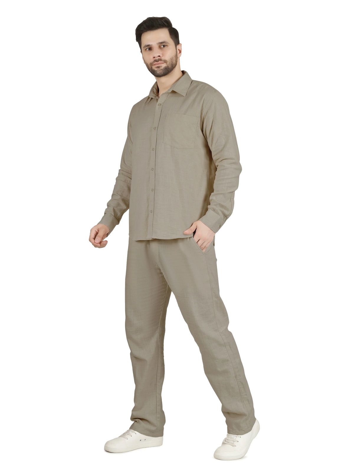 Natural Linen Cotton Blend Cord Set – Driftwood