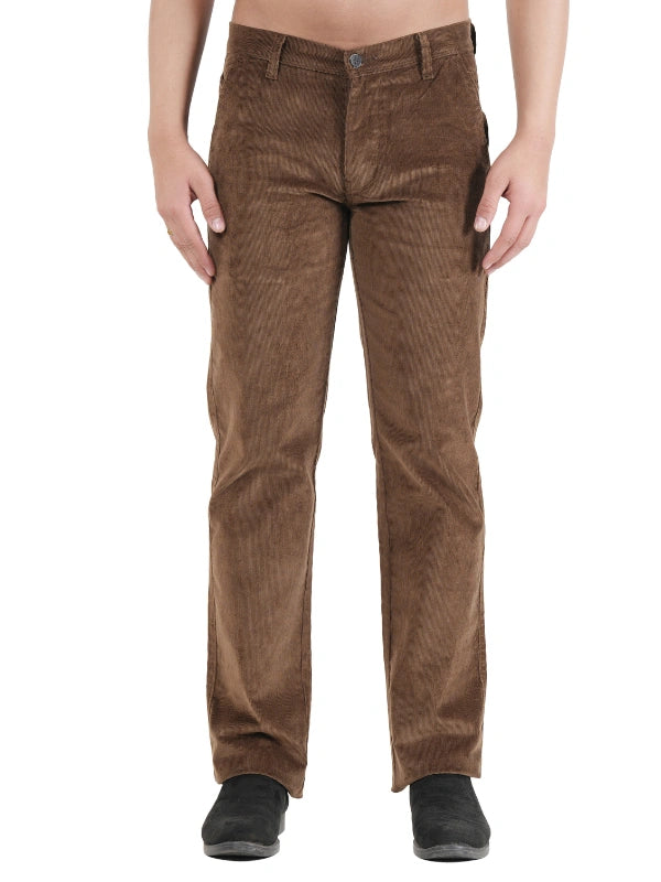 Corduroy Relaxed Fit Stretchable Trouser - Earthwood Brown