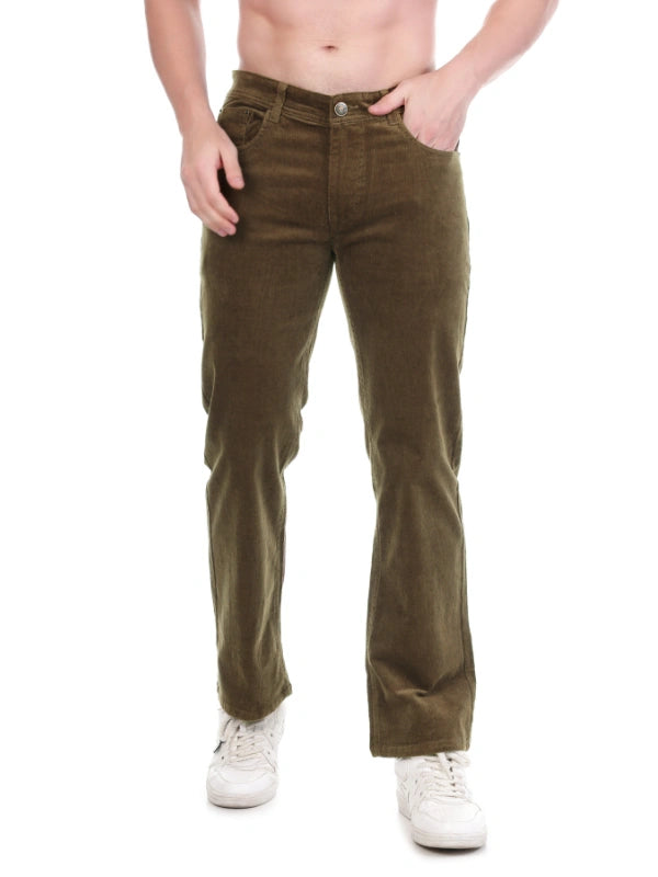 Corduroy Straight Fit Stretchable Jeans - Dark Roast