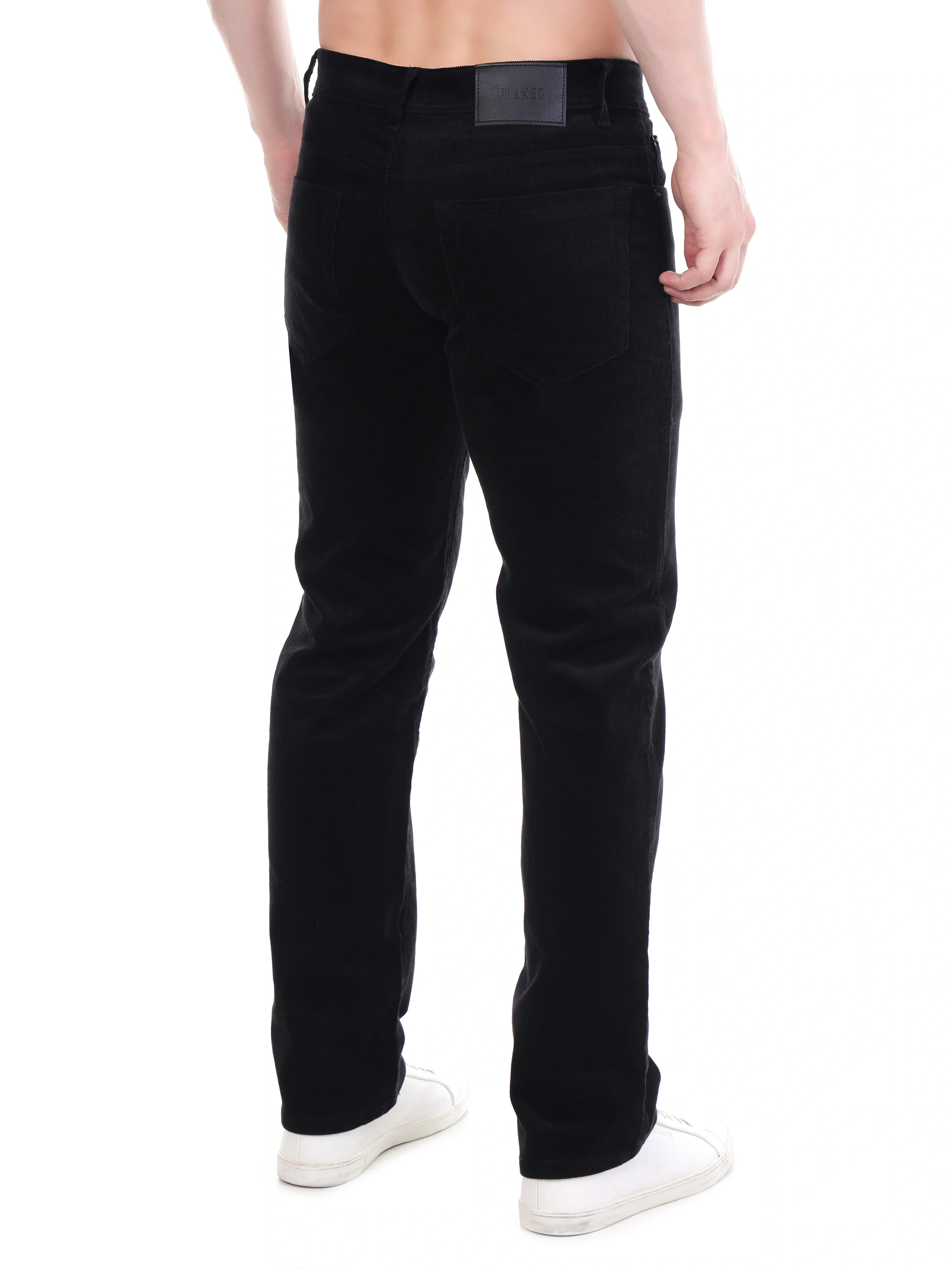 FLAKED Corduroy Relaxed Fit Stretchable Jeans – Carbon Black