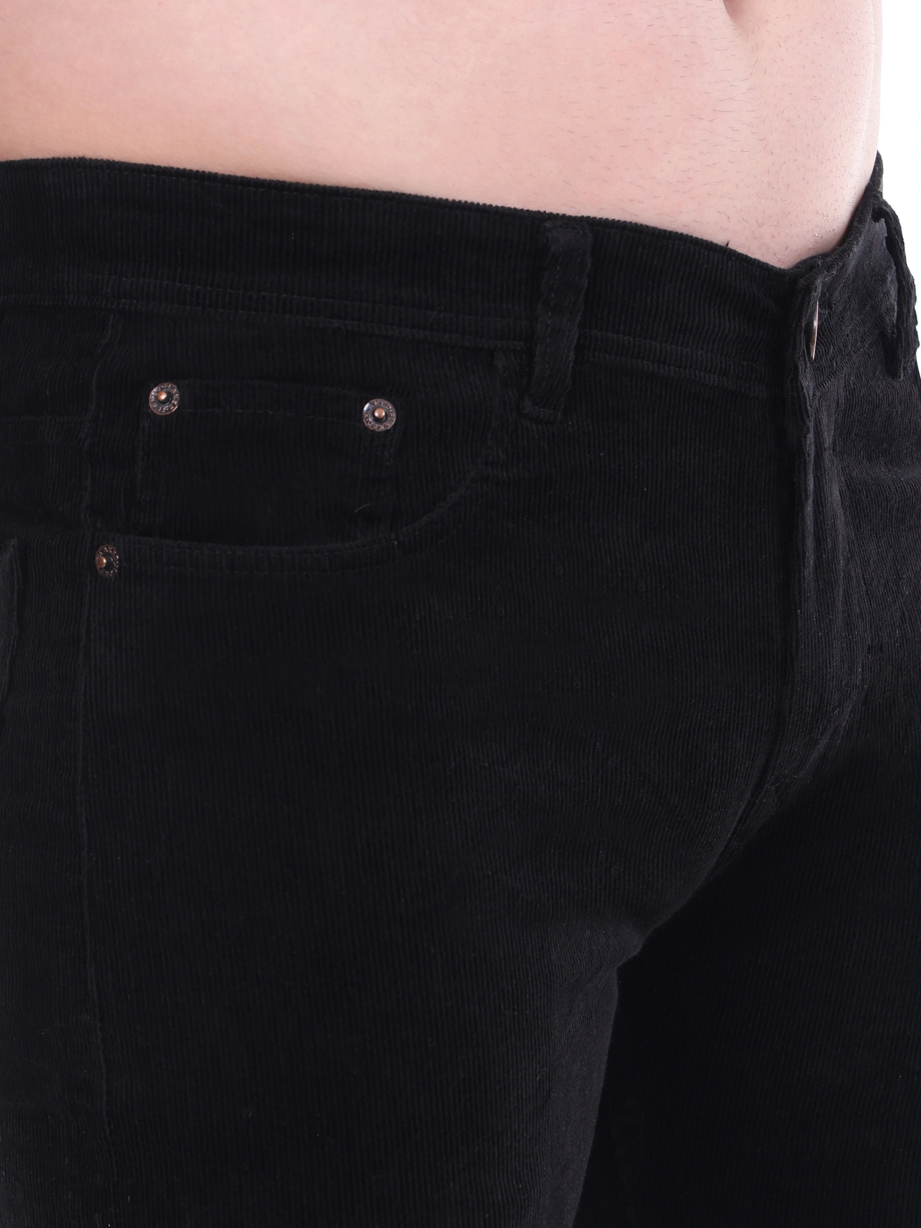 FLAKED Corduroy Relaxed Fit Stretchable Jeans – Carbon Black