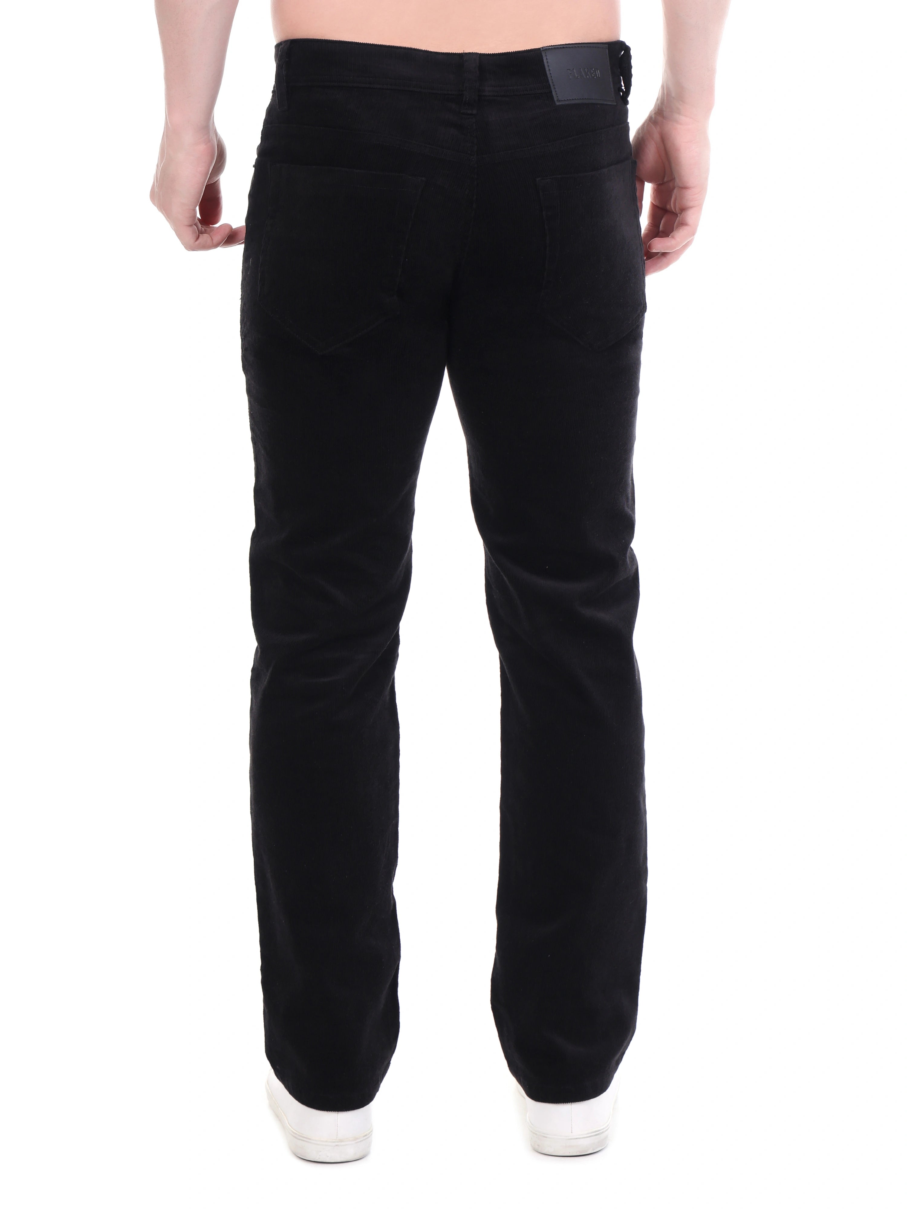 FLAKED Corduroy Relaxed Fit Stretchable Jeans – Carbon Black
