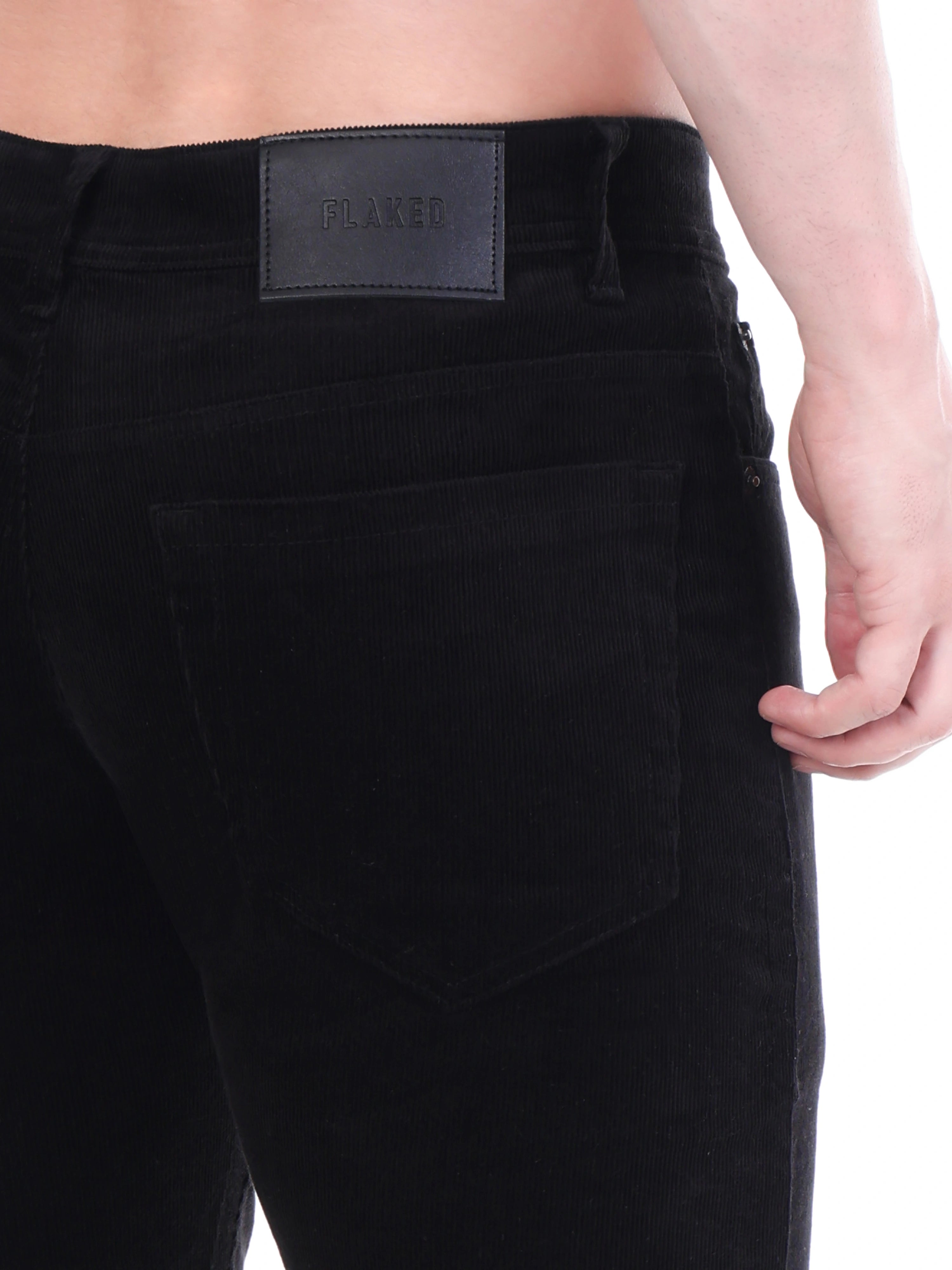 FLAKED Corduroy Relaxed Fit Stretchable Jeans – Carbon Black