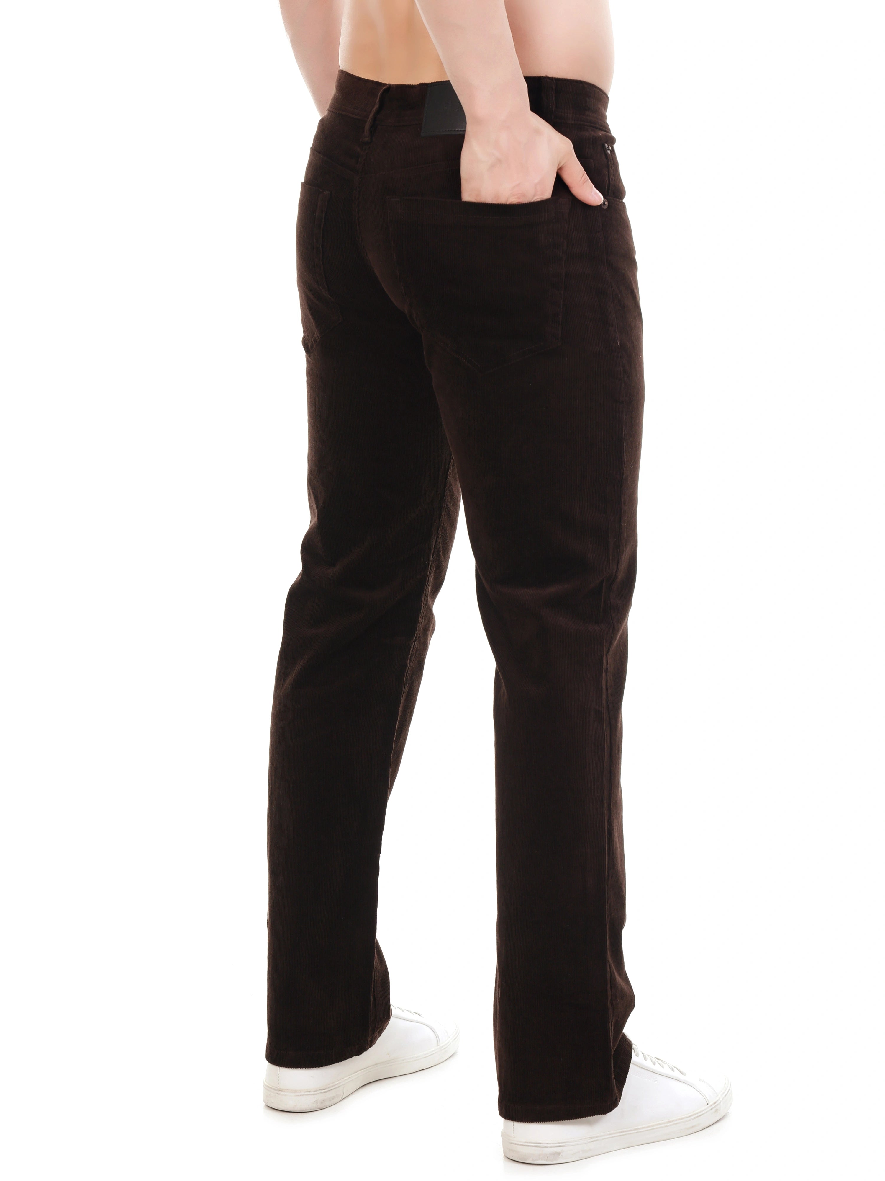 FLAKED Corduroy Relaxed Fit Stretchable Jeans – Dark Roast