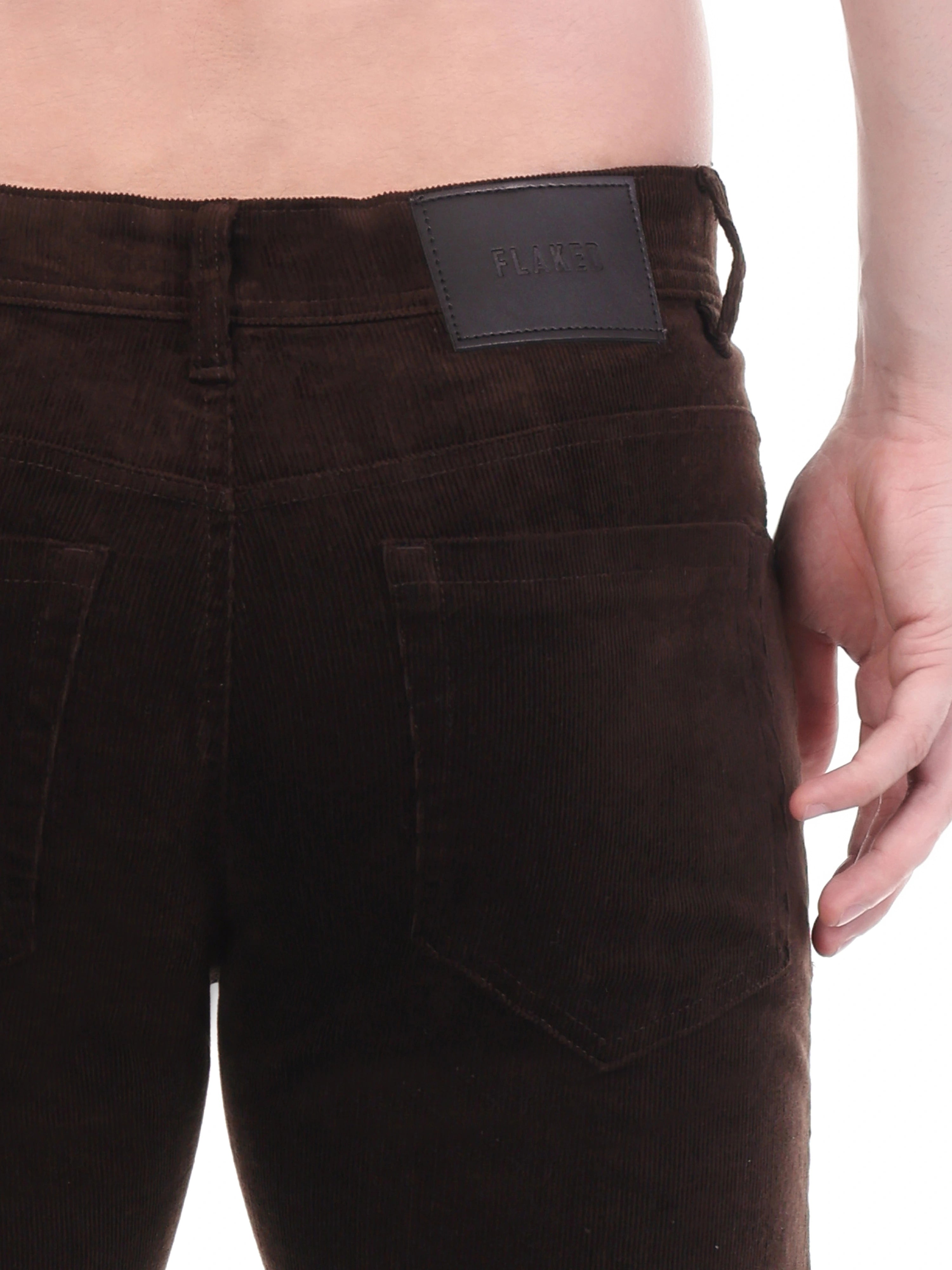 FLAKED Corduroy Relaxed Fit Stretchable Jeans – Dark Roast