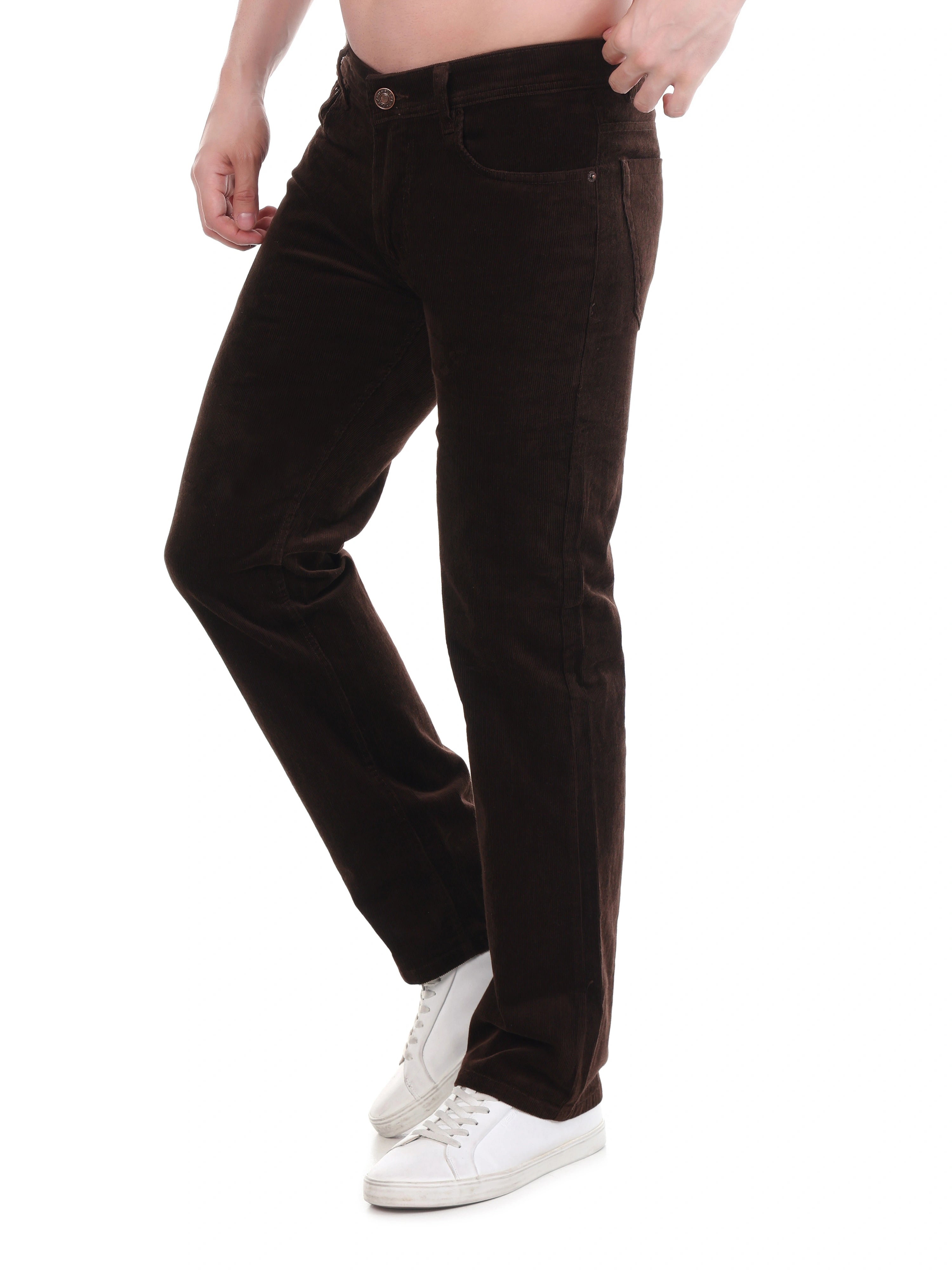 FLAKED Corduroy Relaxed Fit Stretchable Jeans – Dark Roast