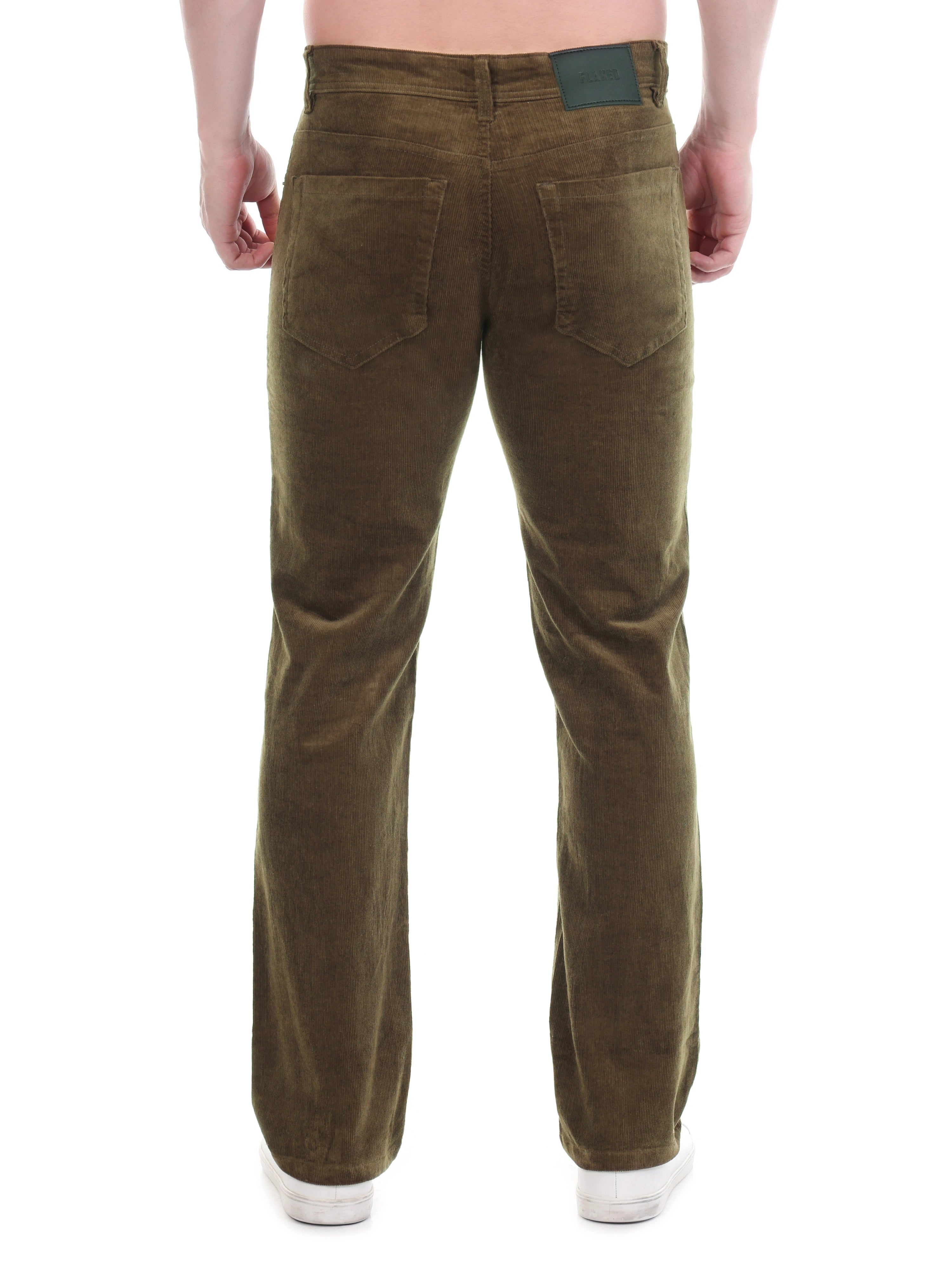 FLAKED Corduroy Regular Fit Stretchable Jeans – Earthwood Brown