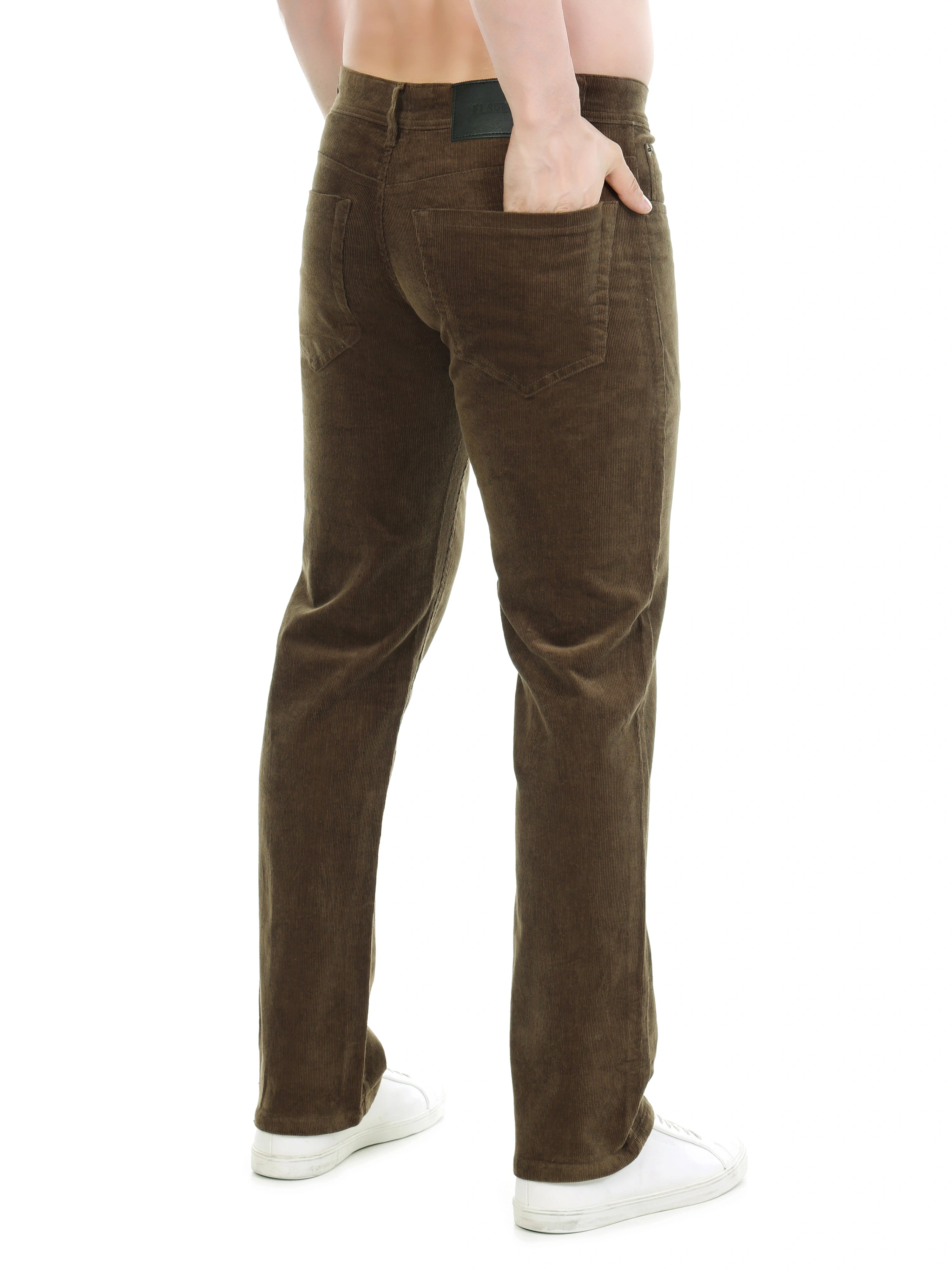 FLAKED Corduroy Regular Fit Stretchable Jeans – Earthwood Brown