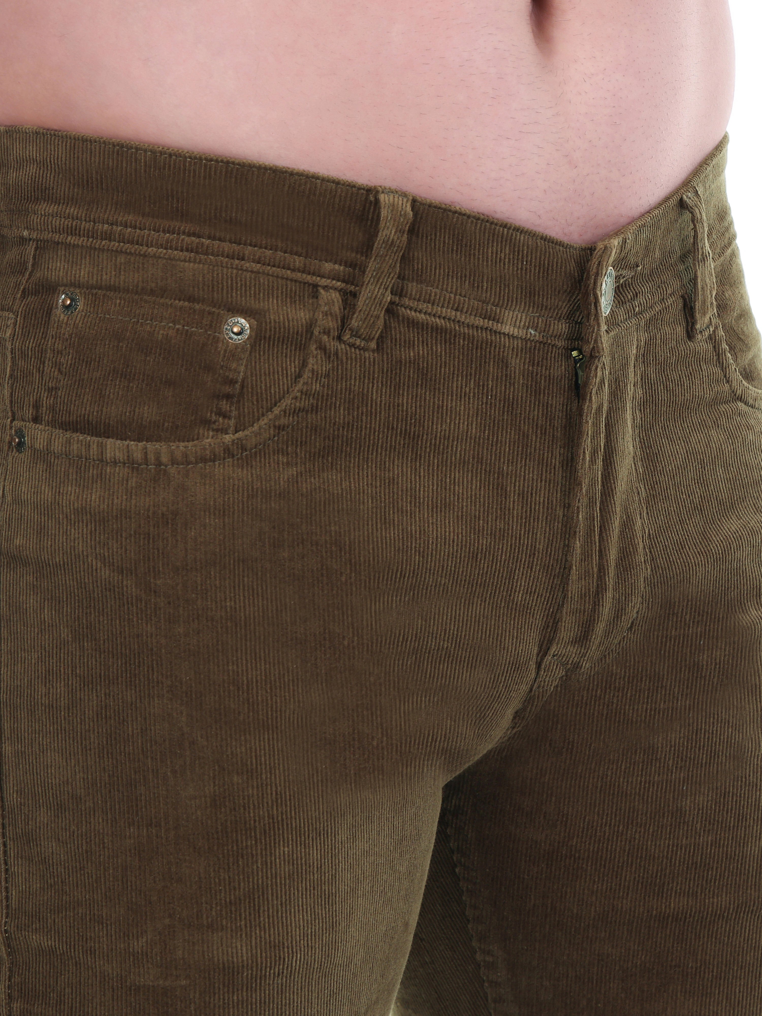 FLAKED Corduroy Regular Fit Stretchable Jeans – Earthwood Brown