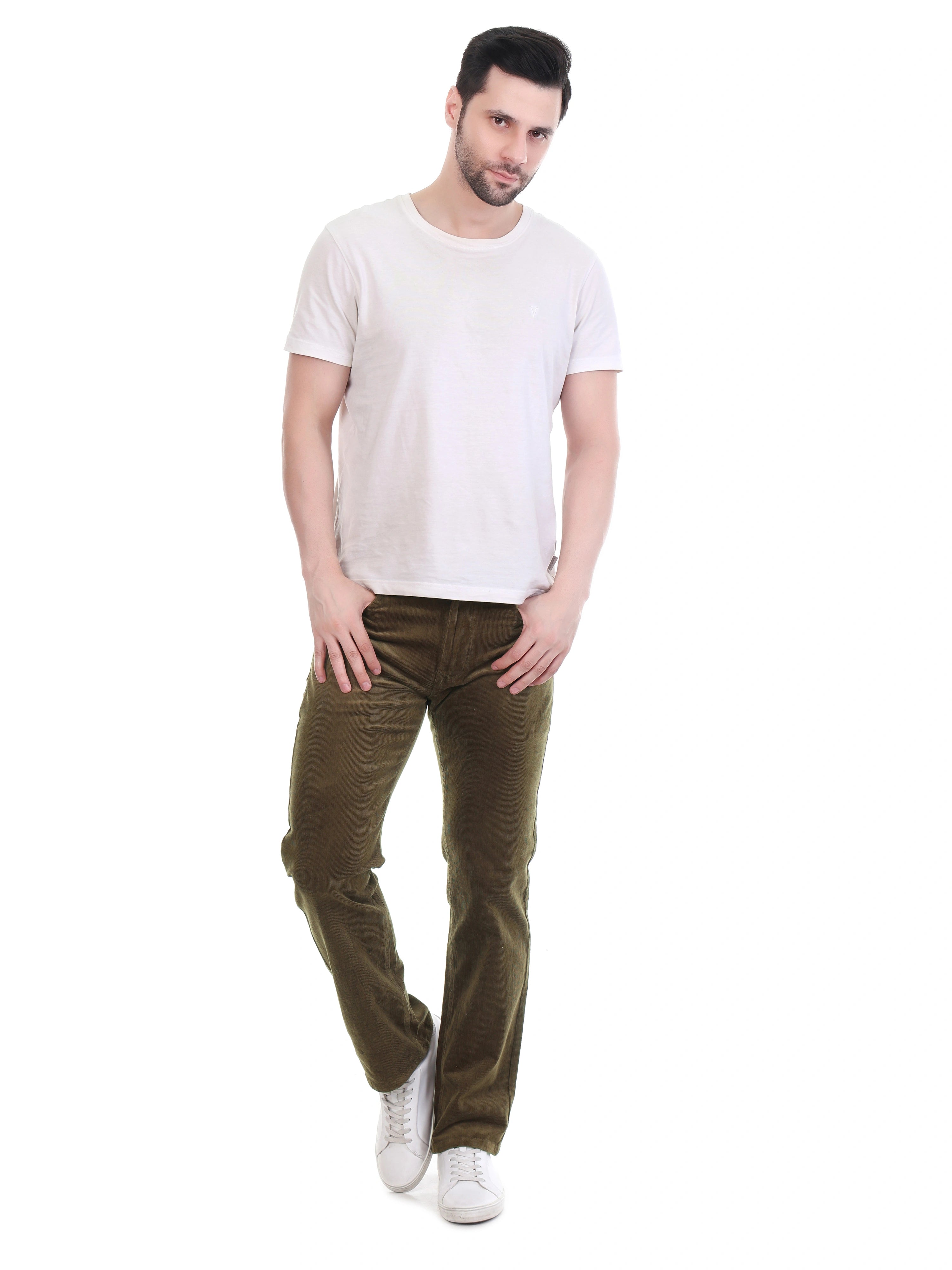 FLAKED Corduroy Relaxed Fit Stretchable Jeans – Earthwood Brown