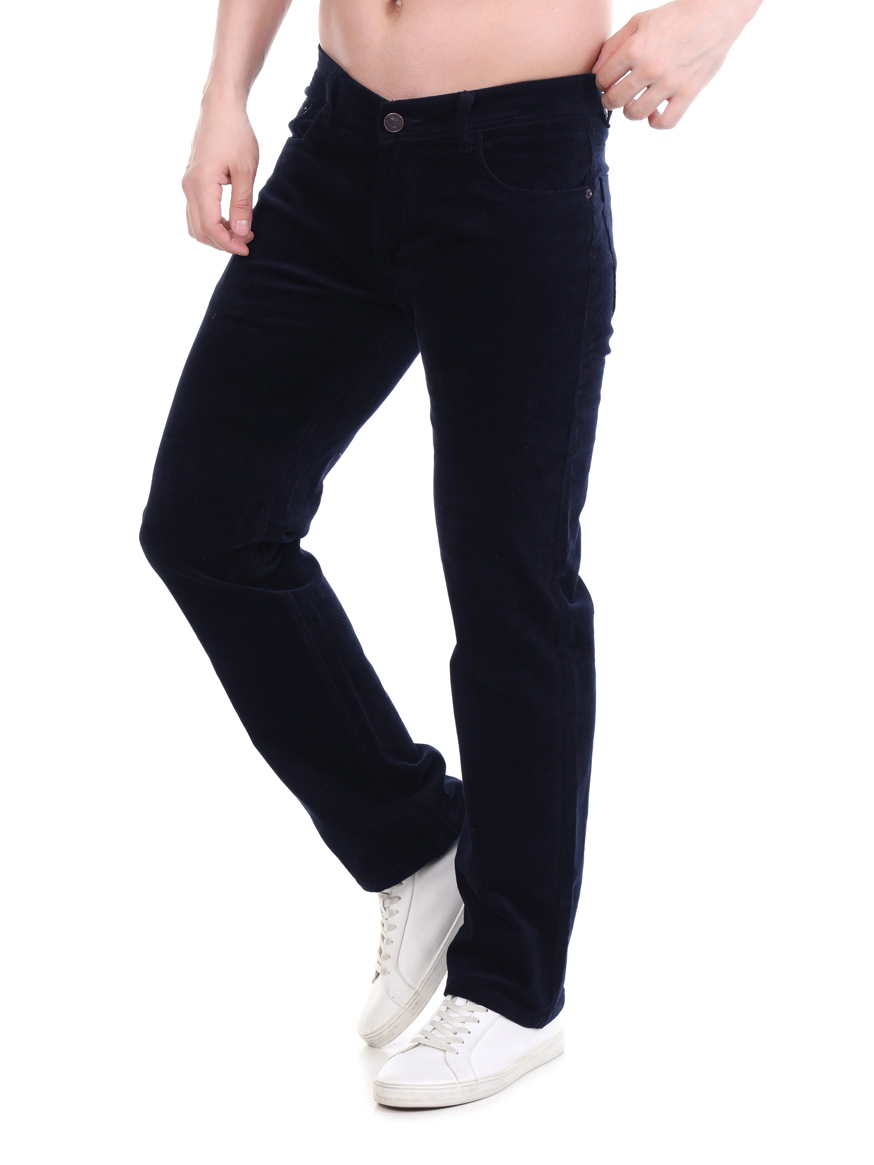 FLAKED Corduroy Relaxed Fit Stretchable Jeans – Midnight Navy