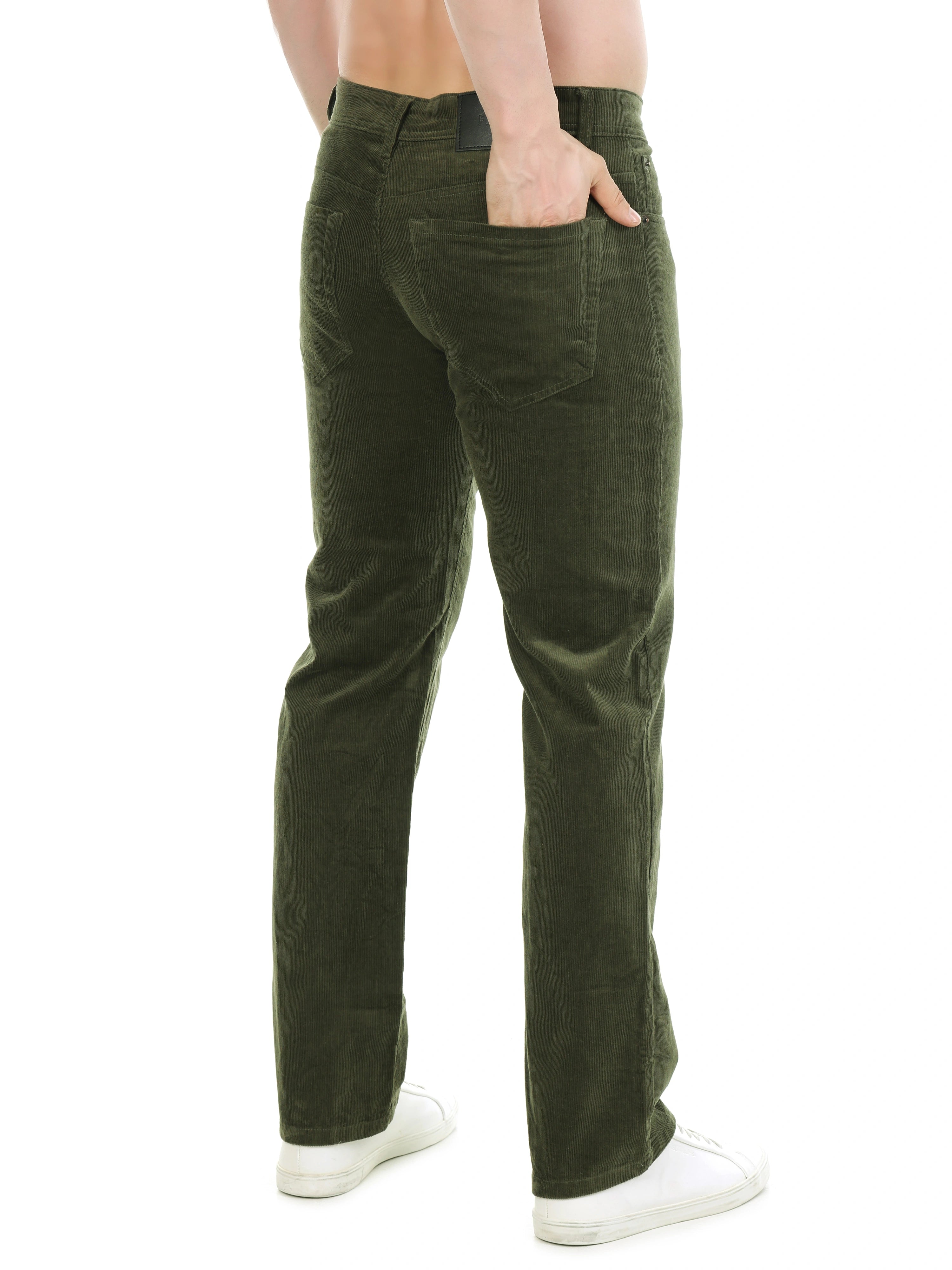FLAKED Corduroy Relaxed Fit Stretchable Jeans – Olive Grove
