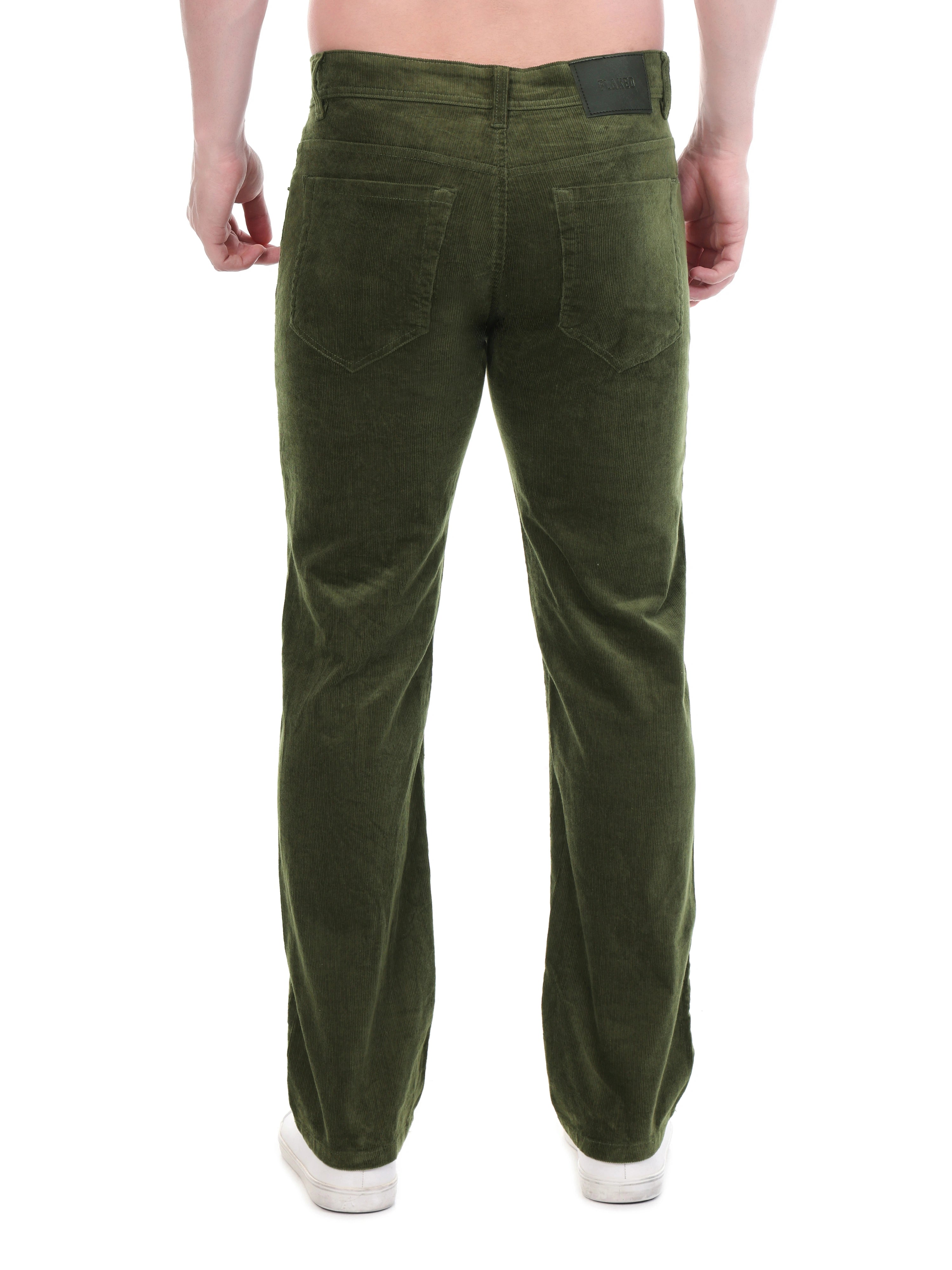 FLAKED Corduroy Relaxed Fit Stretchable Jeans – Olive Grove