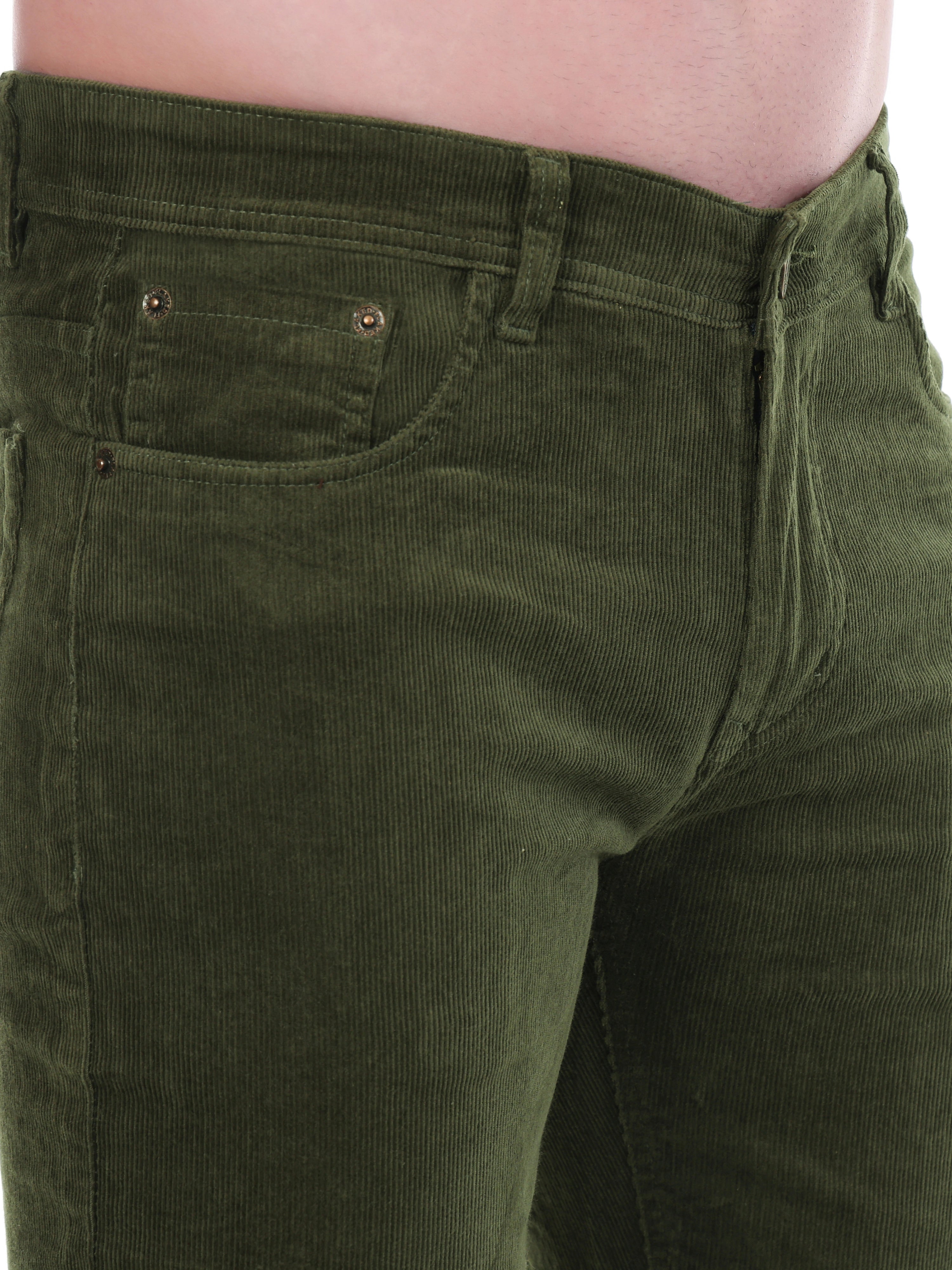 FLAKED Corduroy Relaxed Fit Stretchable Jeans – Olive Grove