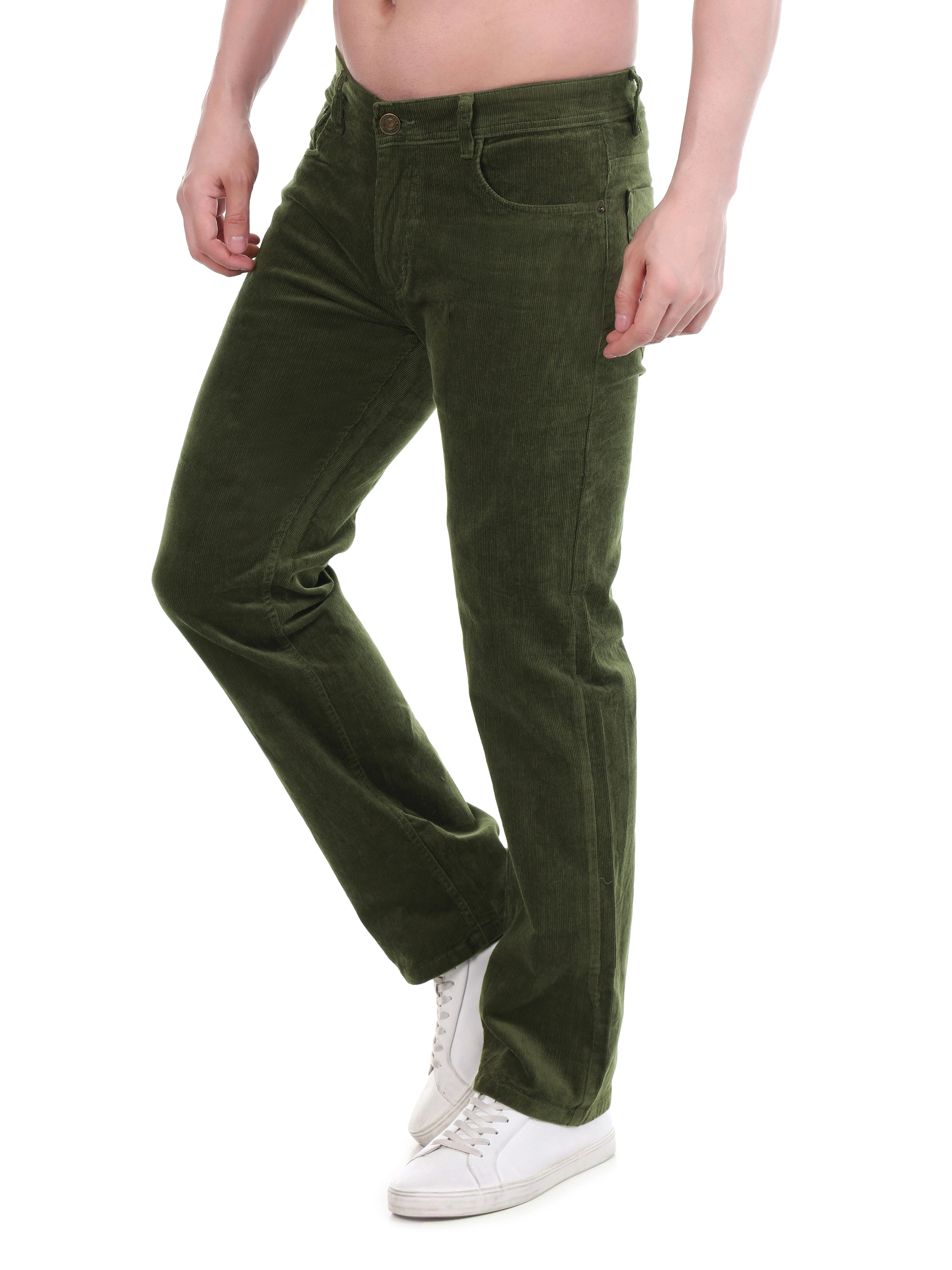 FLAKED Corduroy Relaxed Fit Stretchable Jeans – Olive Grove