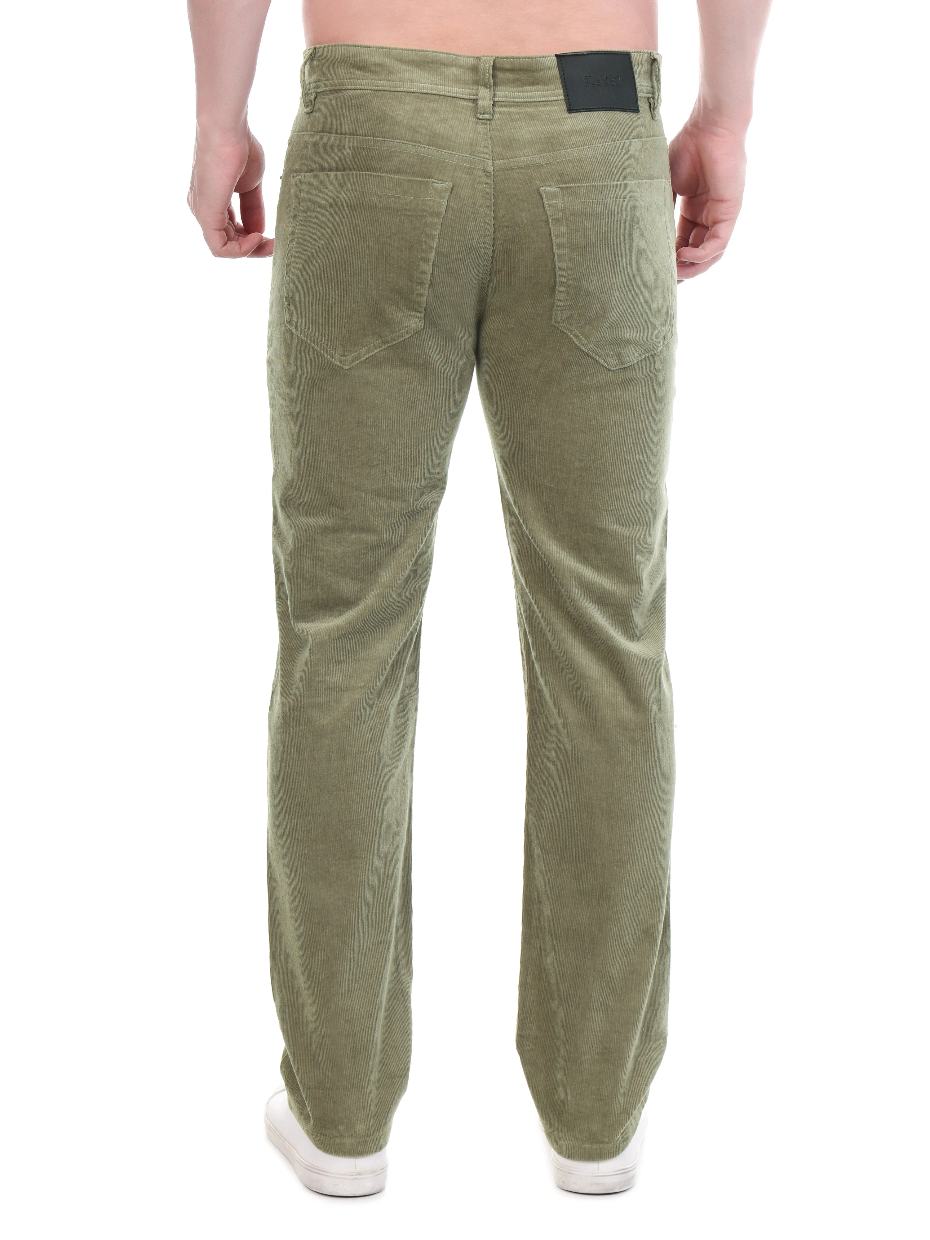 FLAKED Corduroy Relaxed Fit Stretchable Jeans – Sage Green