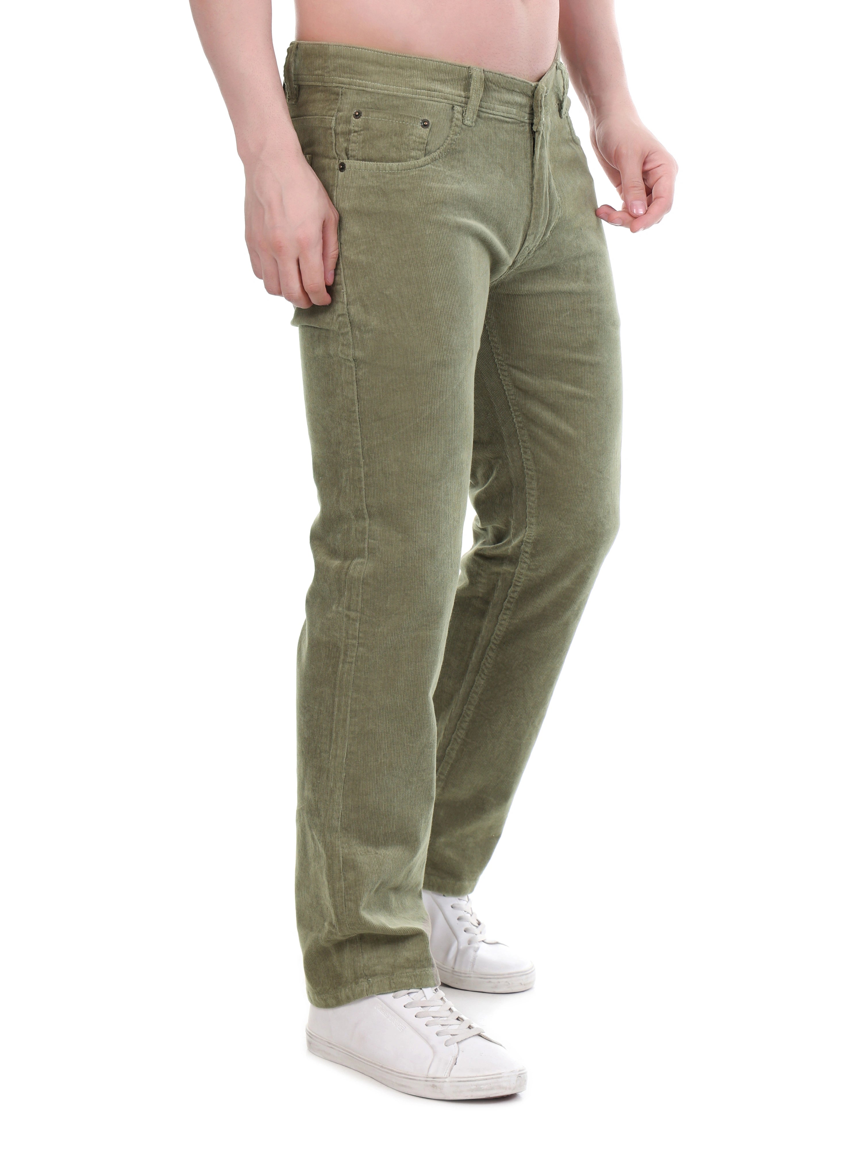 FLAKED Corduroy Relaxed Fit Stretchable Jeans – Sage Green