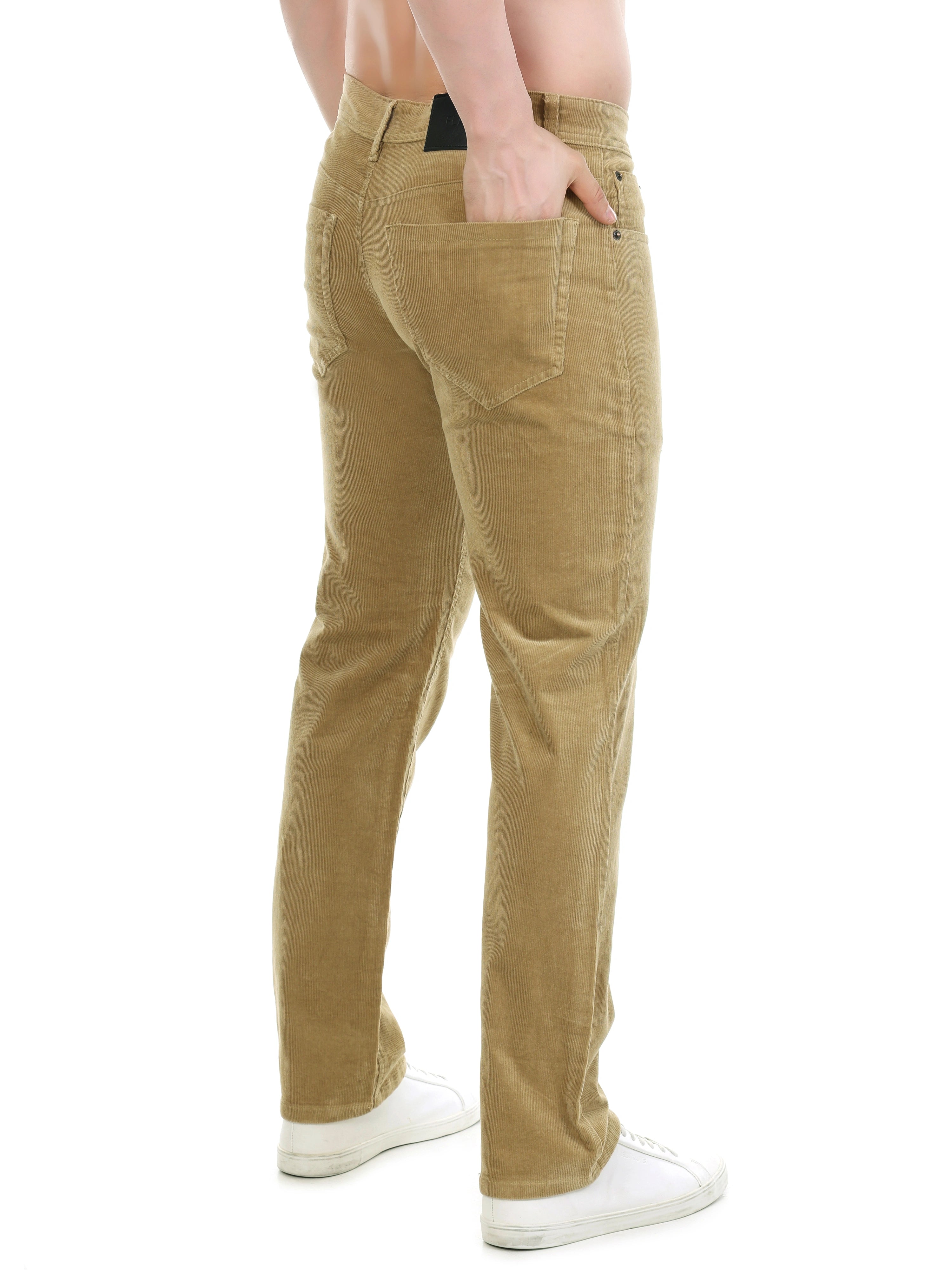 FLAKED Corduroy Relaxed Fit Stretchable Jeans – Soft Khaki