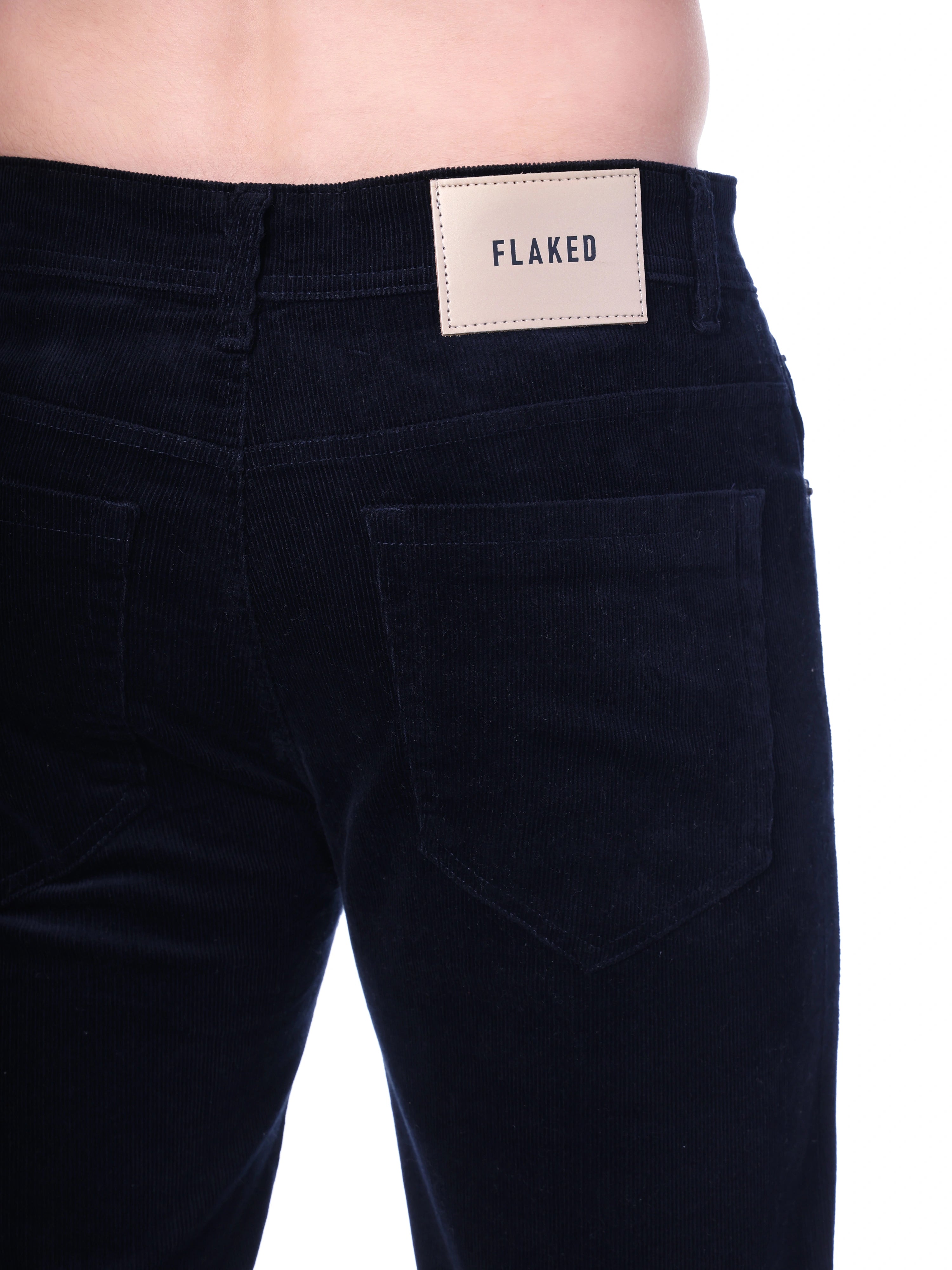FLAKED Corduroy Straight Fit Stretchable Jeans - Midnight Navy