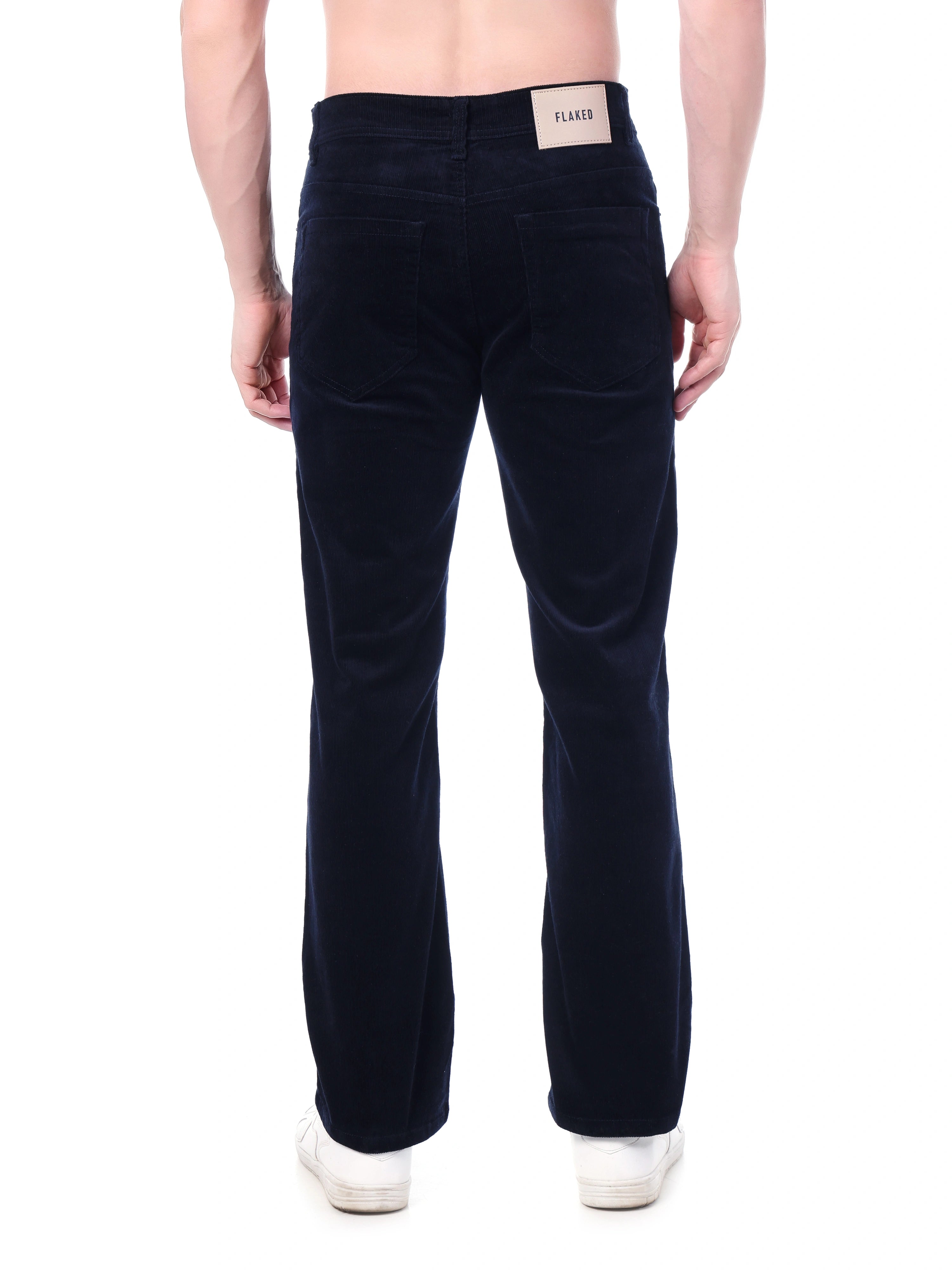 FLAKED Corduroy Straight Fit Stretchable Jeans - Midnight Navy