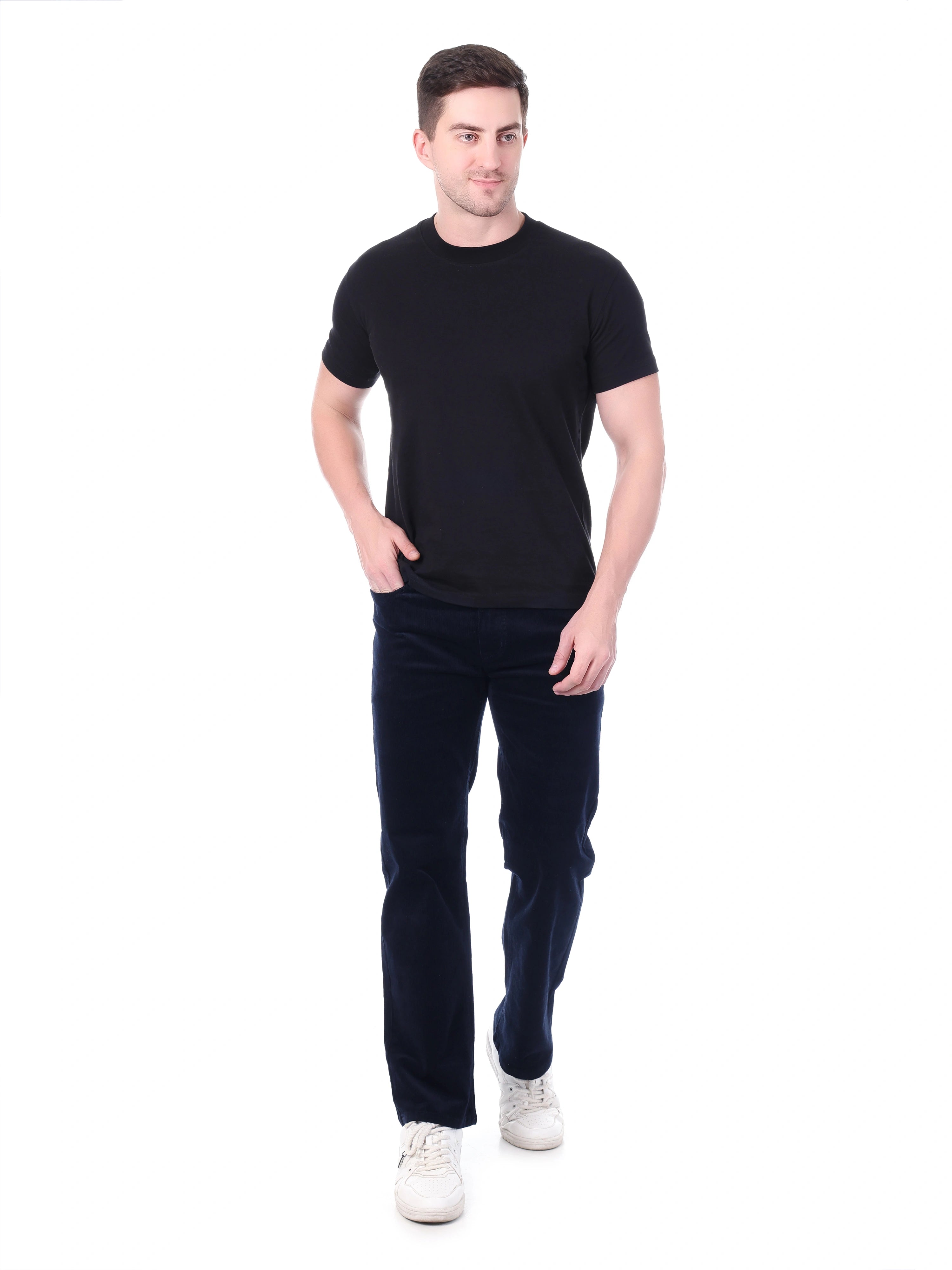 FLAKED Corduroy Straight Fit Stretchable Jeans - Midnight Navy