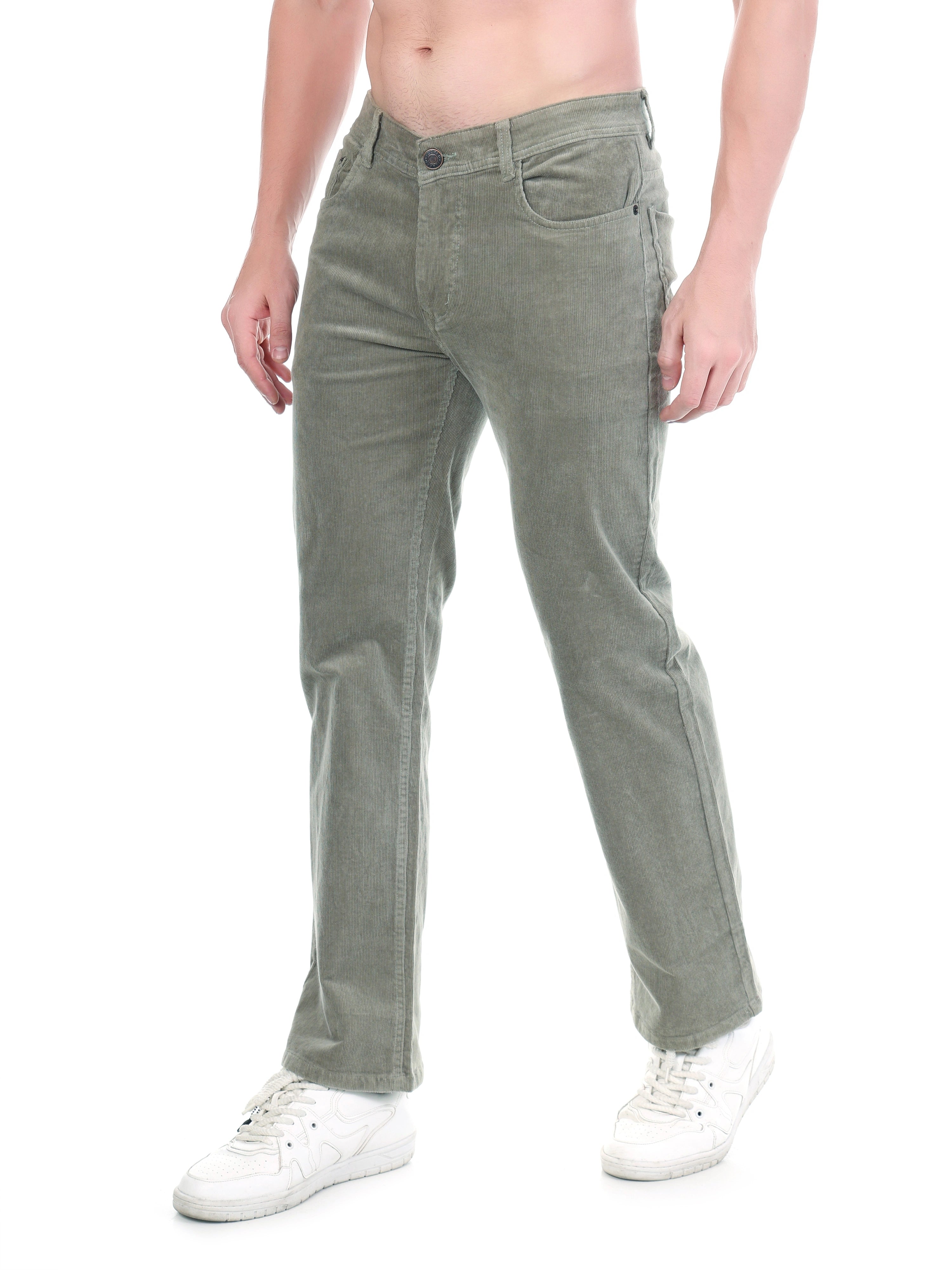 FLAKED Corduroy Straight Fit Stretchable Jeans– Ash Grey