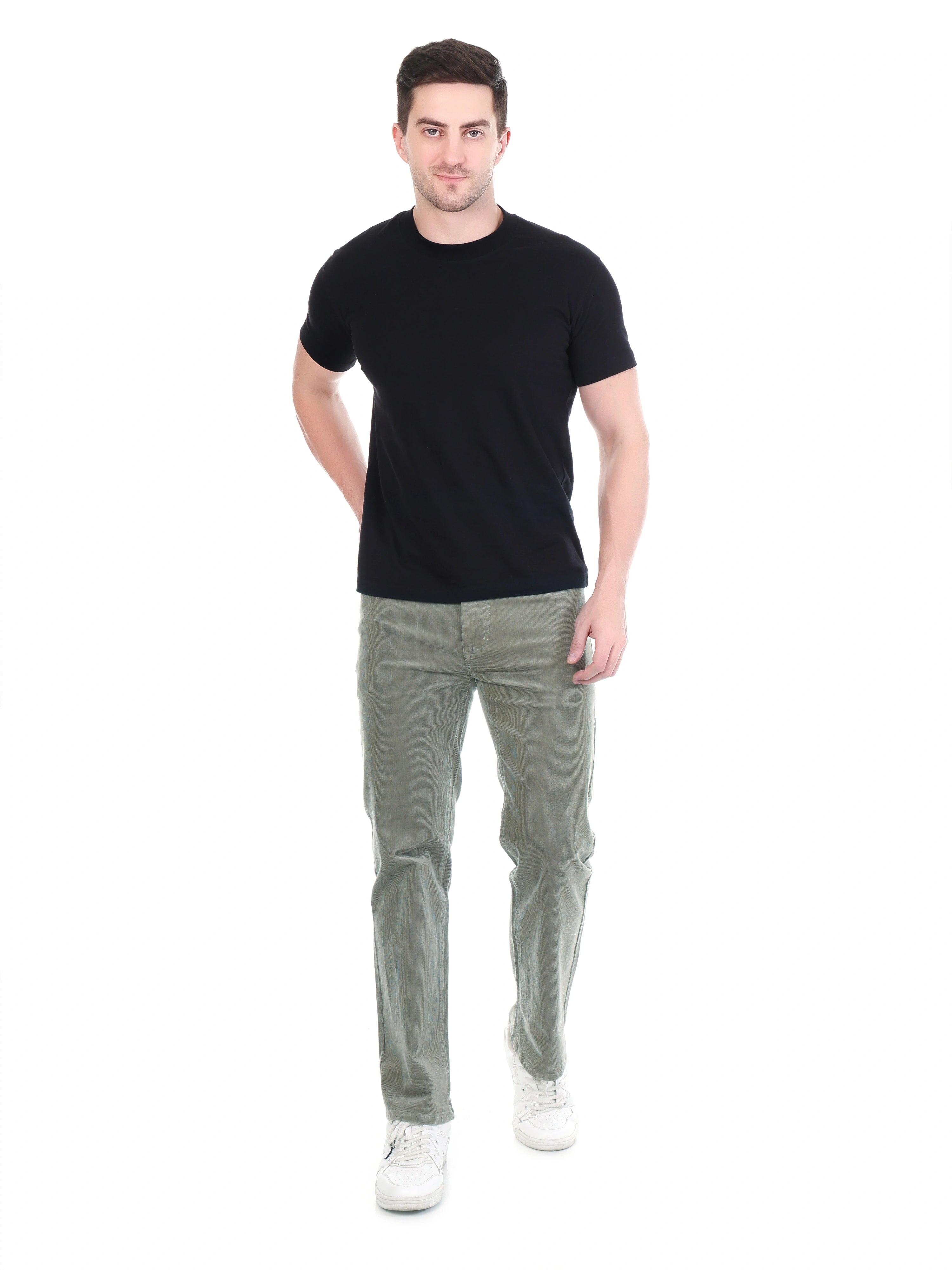 FLAKED Corduroy Straight Fit Stretchable Jeans– Ash Grey