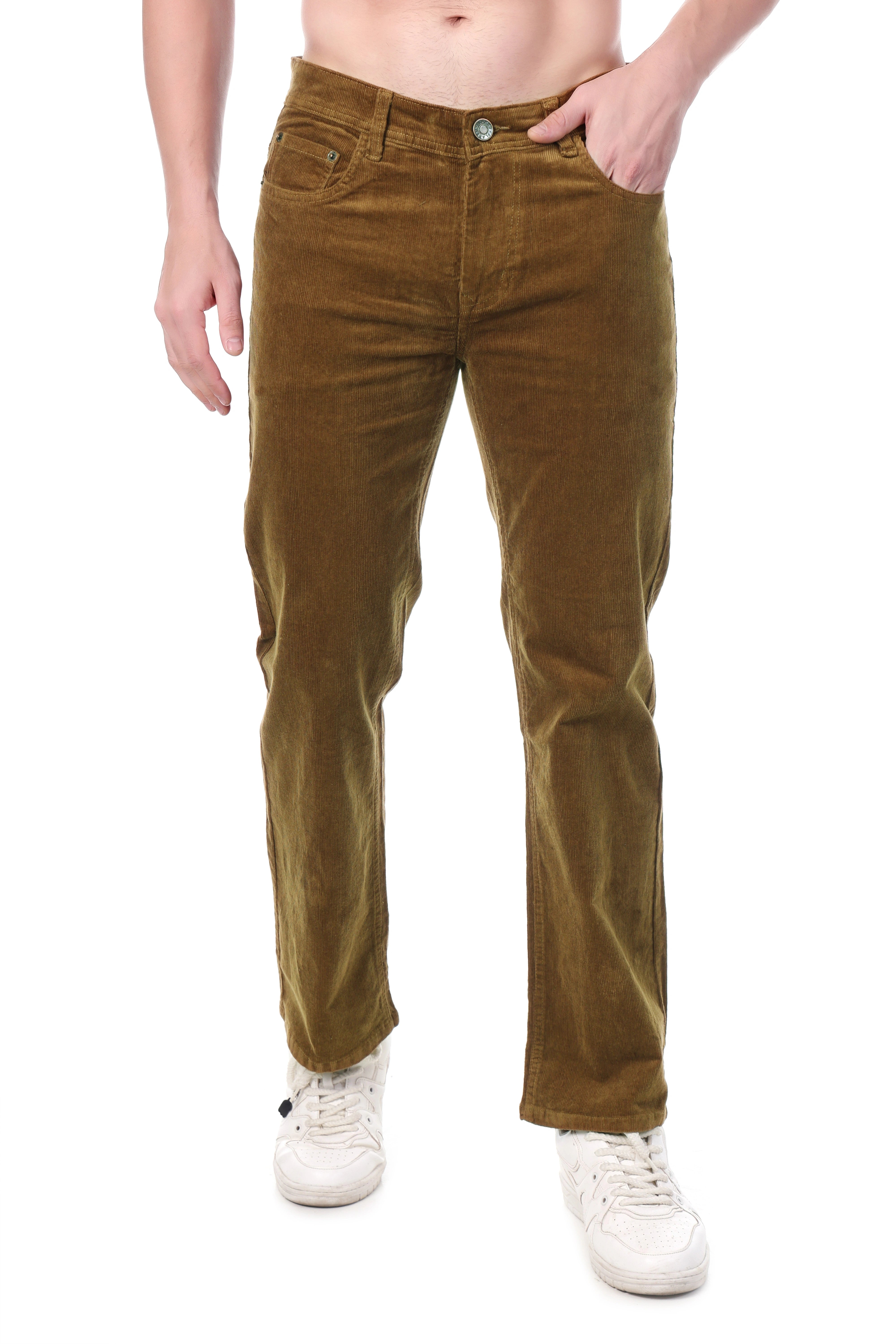 FLAKED Corduroy Straight Fit Stretchable Jeans–Bronze Tan