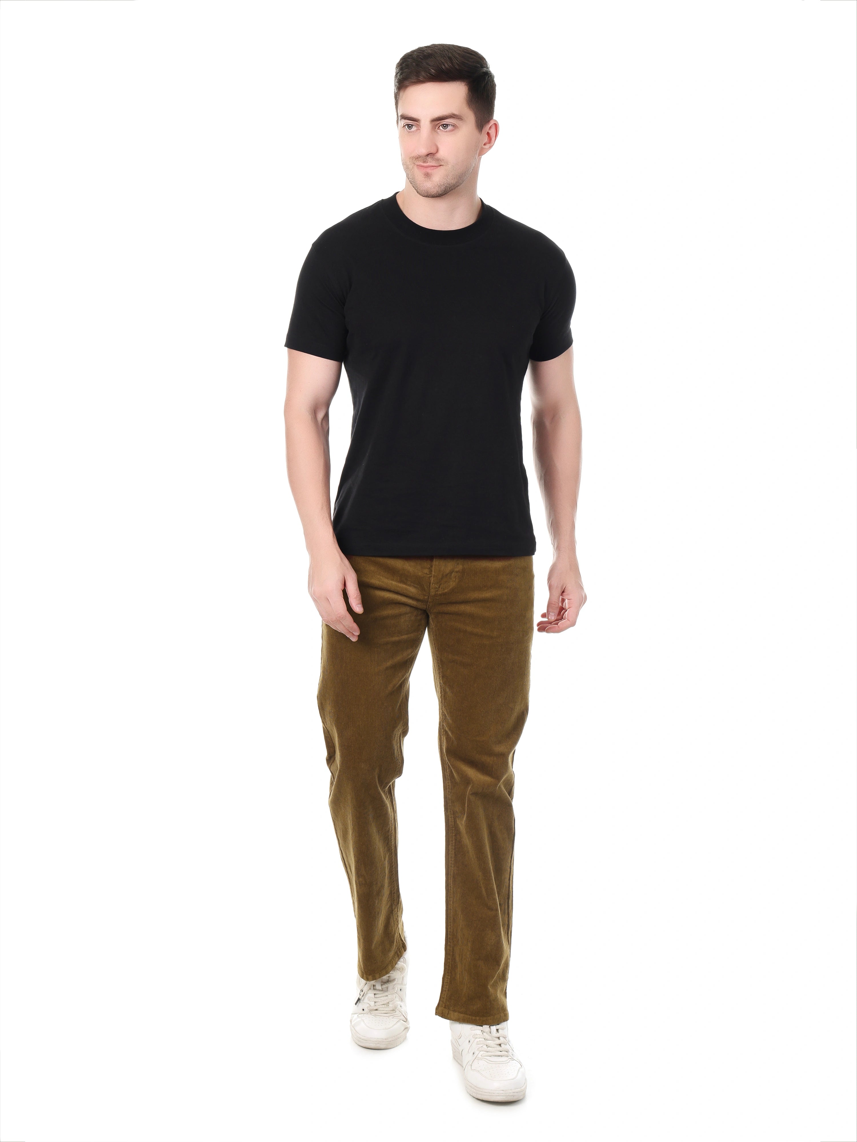 FLAKED Corduroy Straight Fit Stretchable Jeans–Bronze Tan