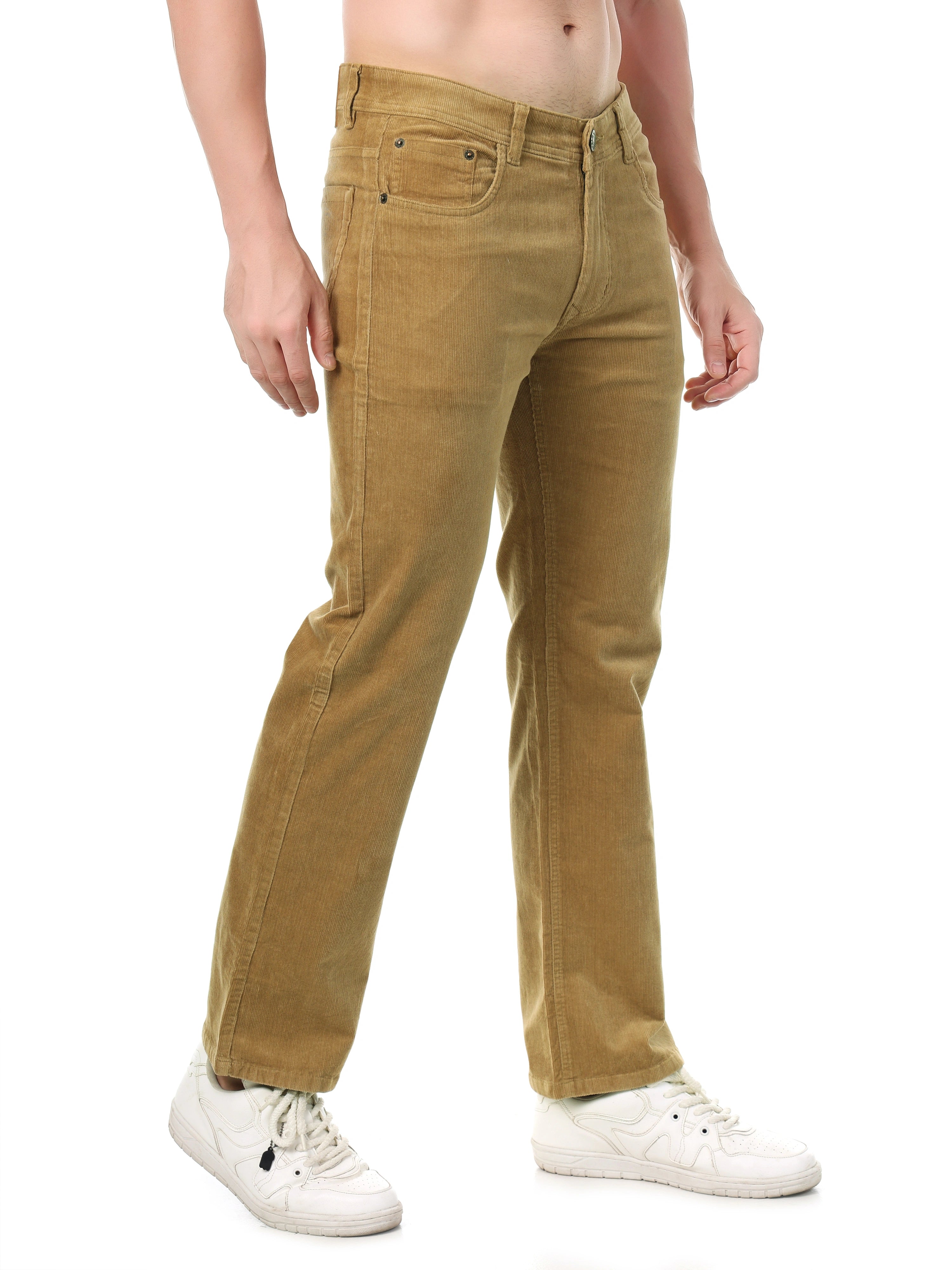 FLAKED Corduroy Straight Fit Stretchable Jeans - Caramel Tan