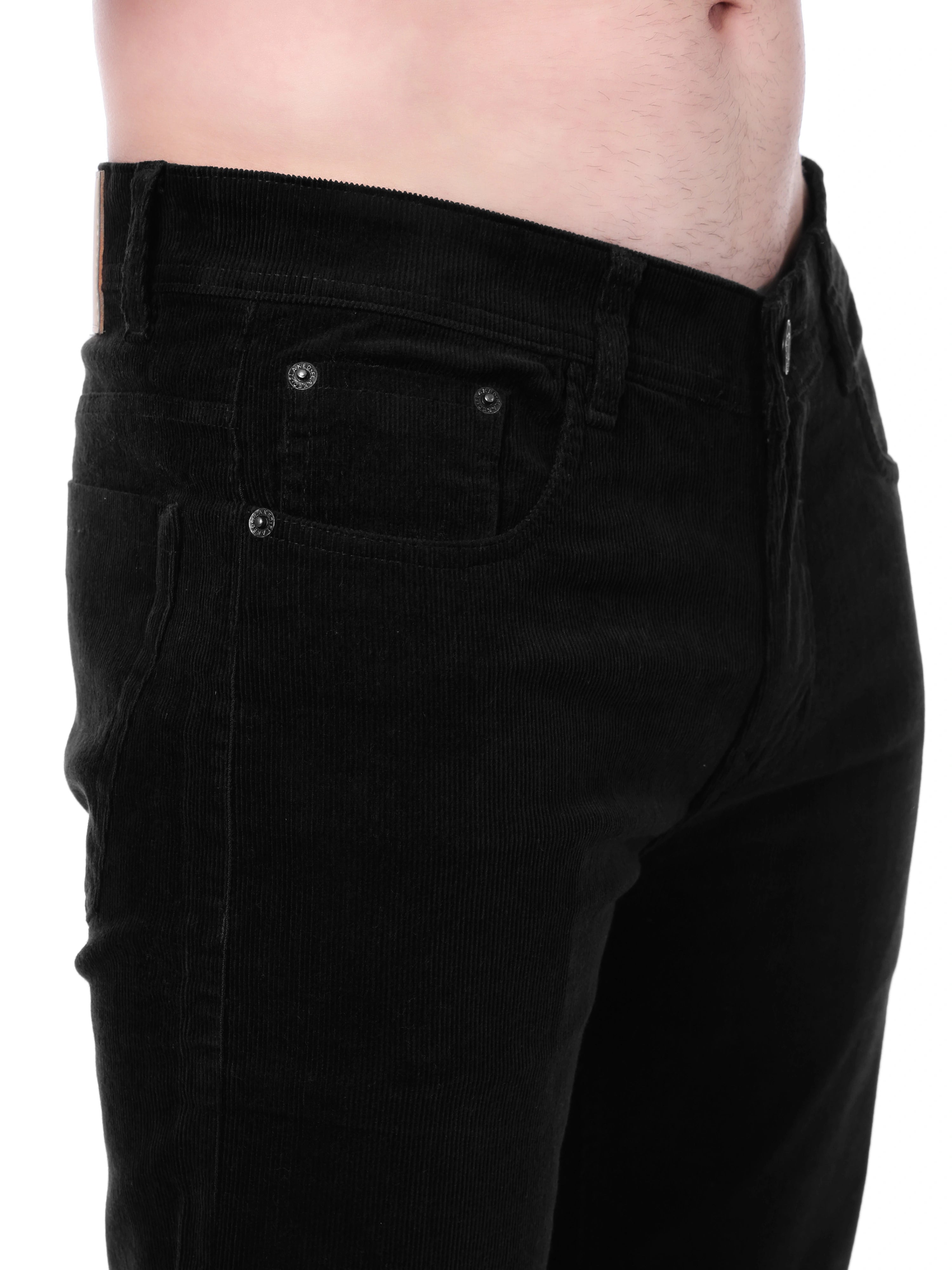 FLAKED Corduroy Straight Fit Stretchable Jeans - Carbon Black