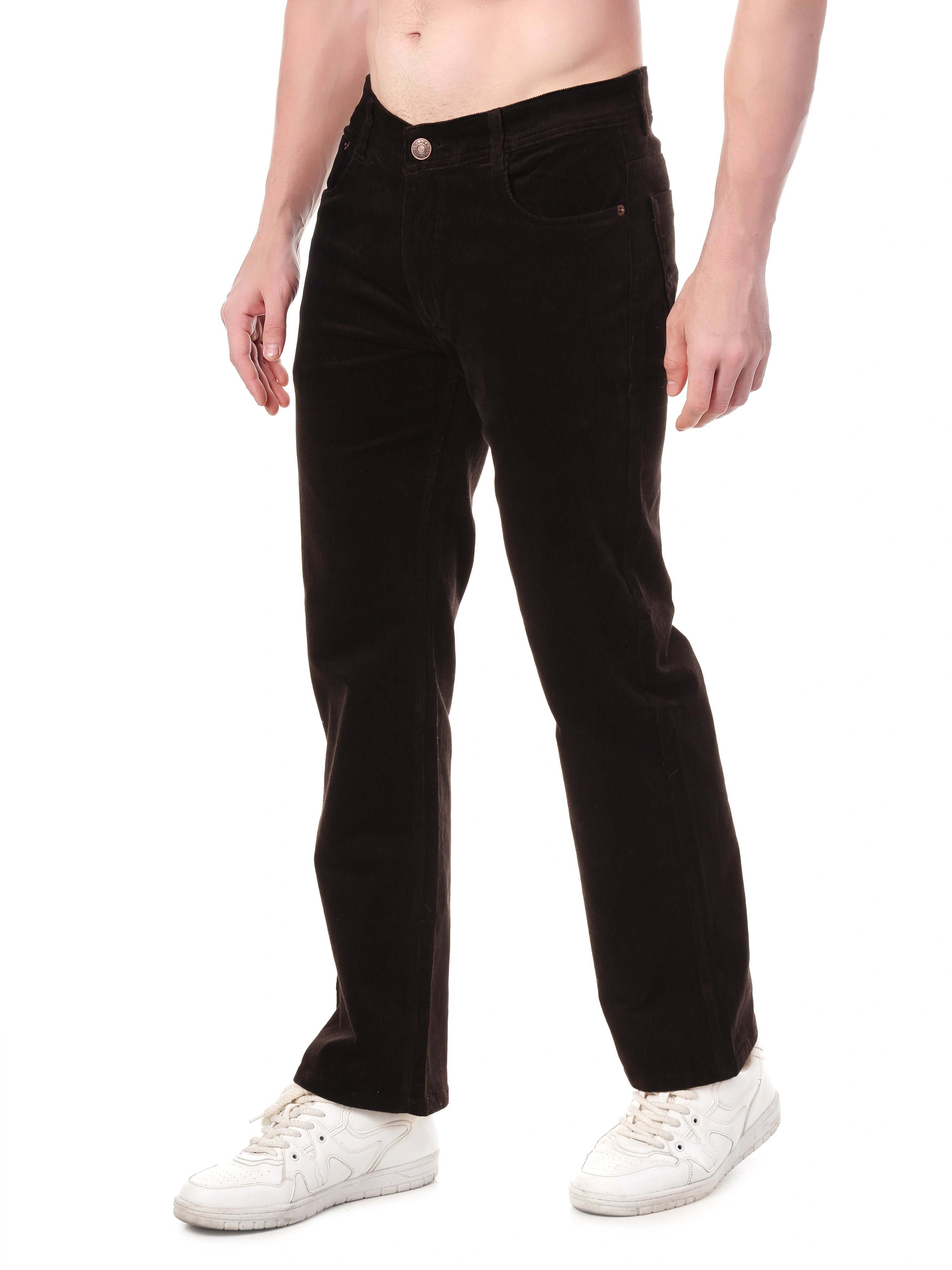 FLAKED Corduroy Straight Fit Stretchable Jeans - Dark Roast