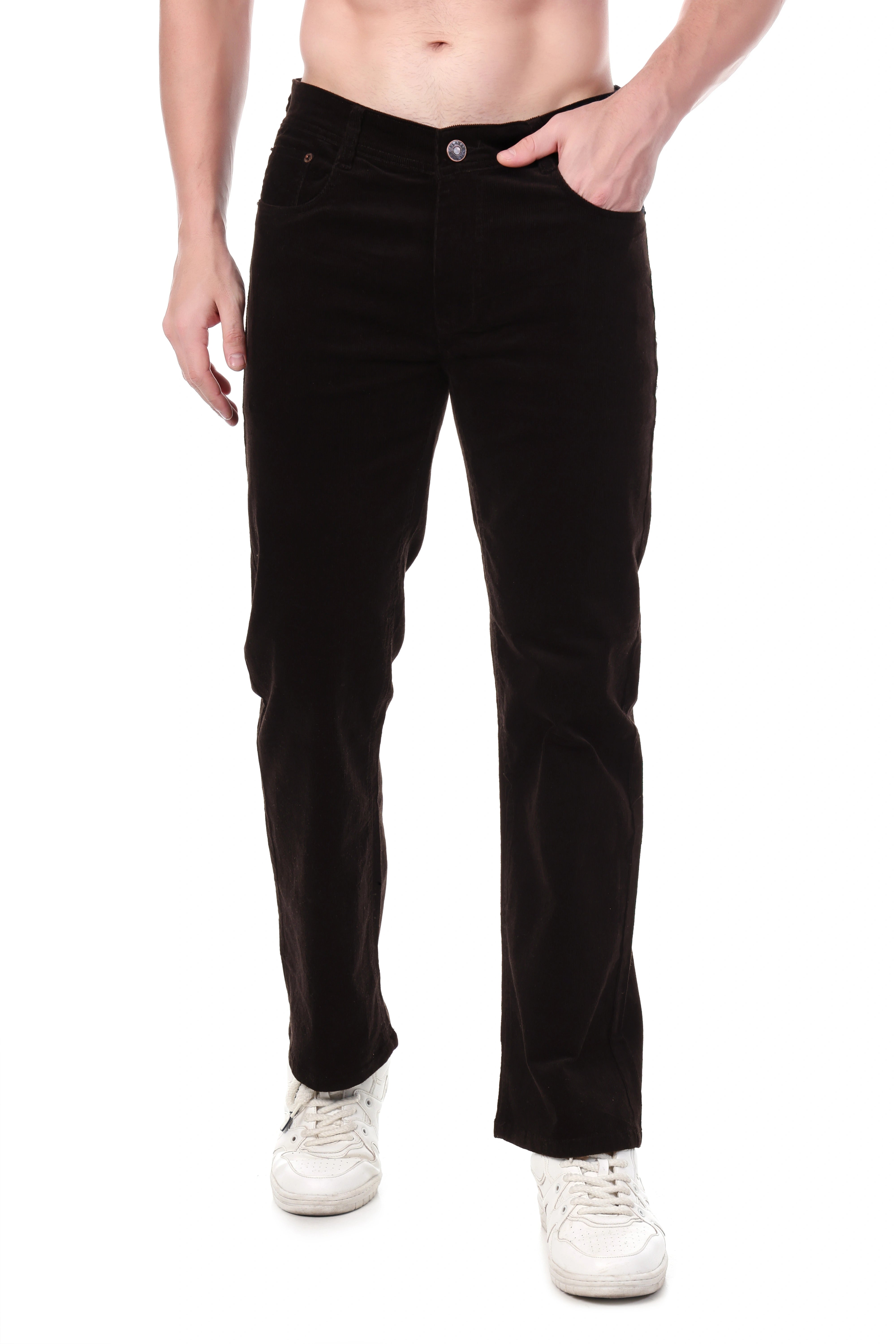 FLAKED Corduroy Straight Fit Stretchable Jeans - Dark Roast