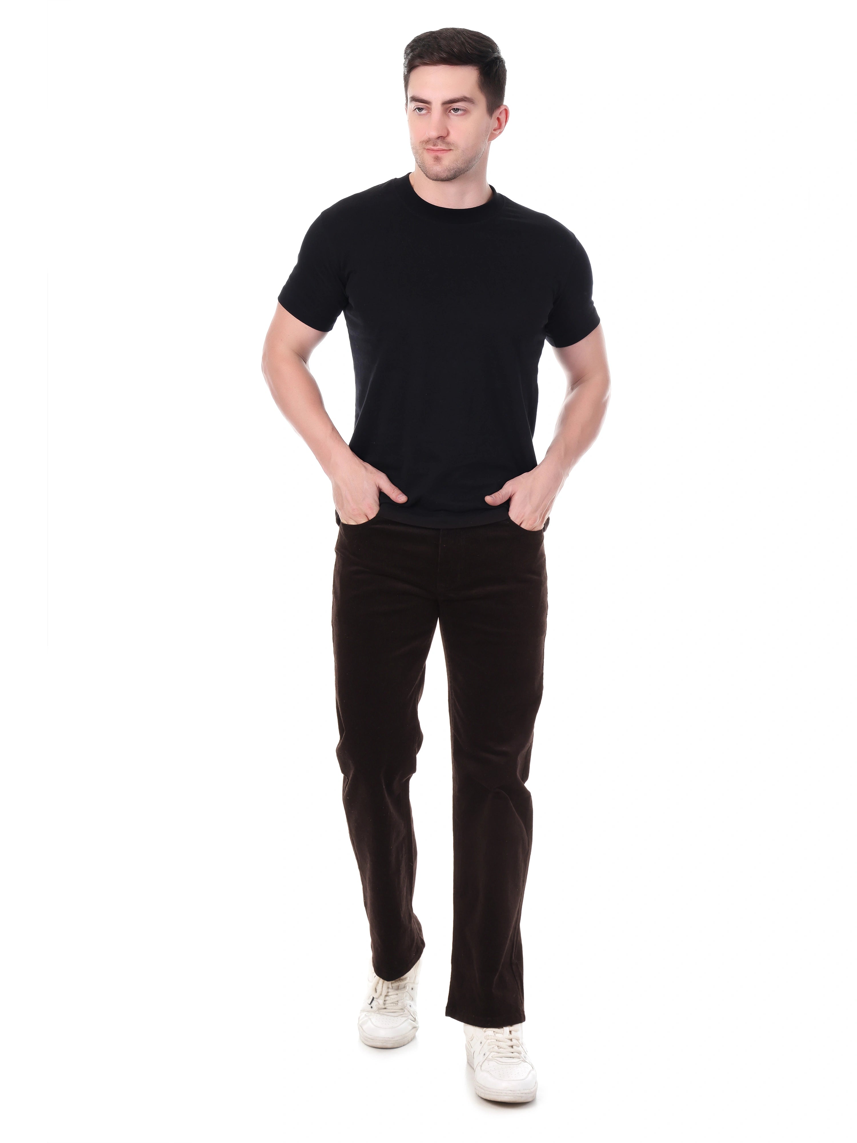 FLAKED Corduroy Straight Fit Stretchable Jeans - Dark Roast