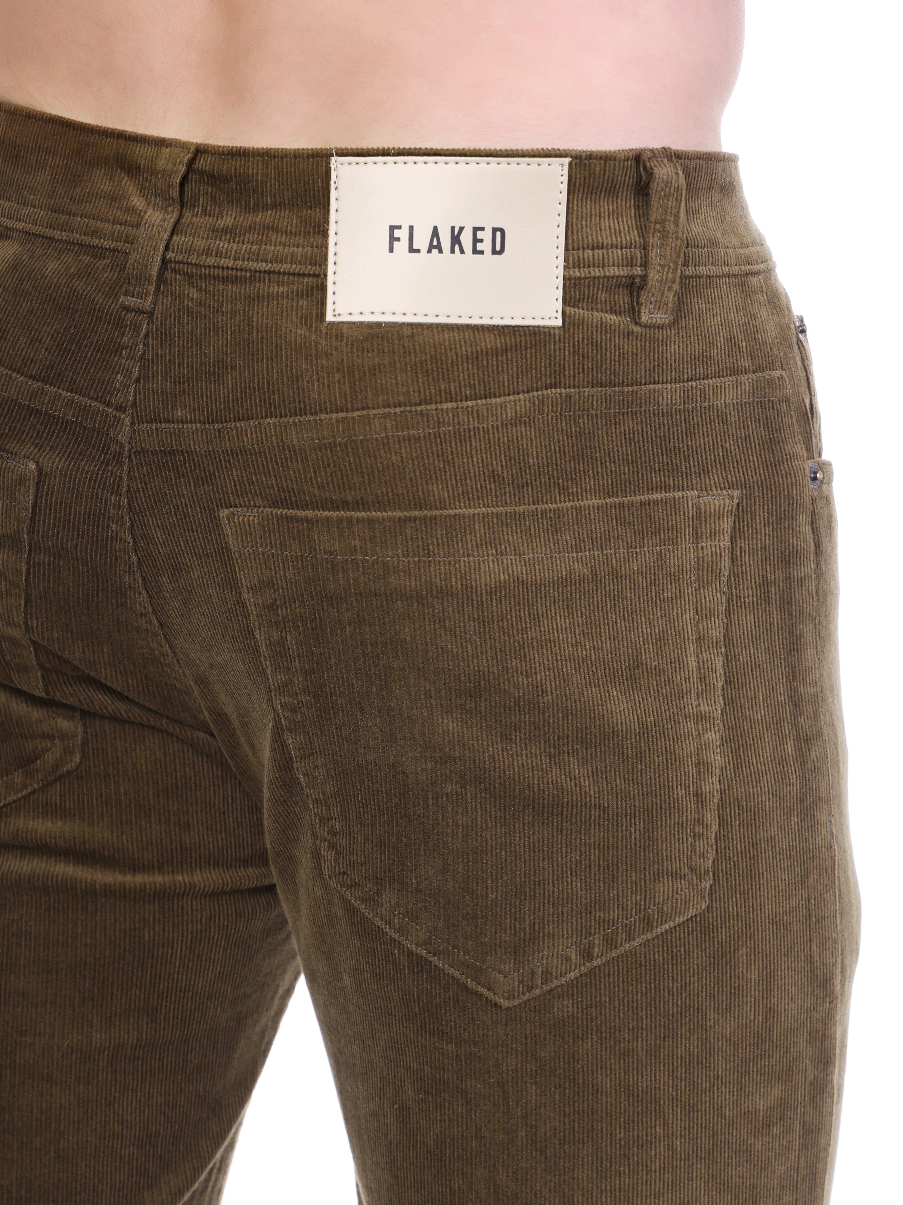 FLAKED Corduroy Straight Fit Stretchable Jeans - Earthwood Brown