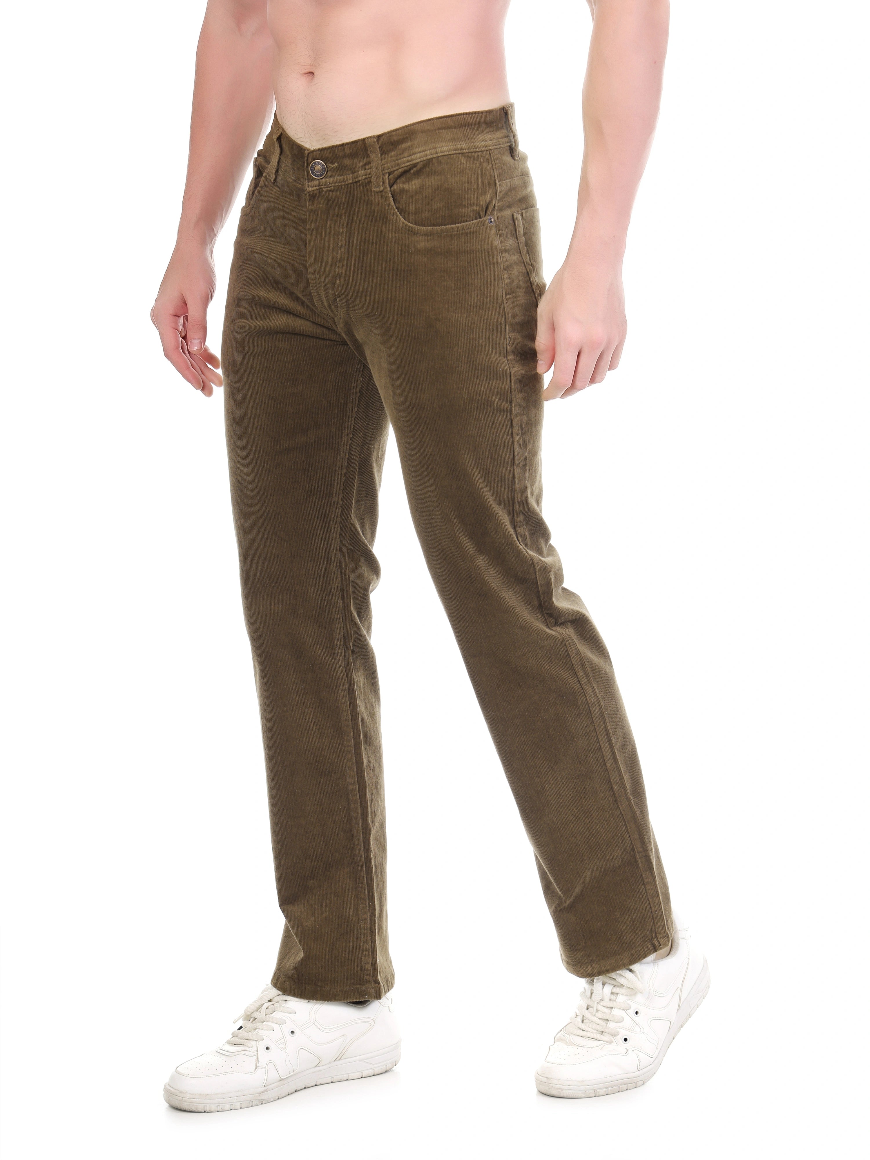 FLAKED Corduroy Straight Fit Stretchable Jeans - Earthwood Brown