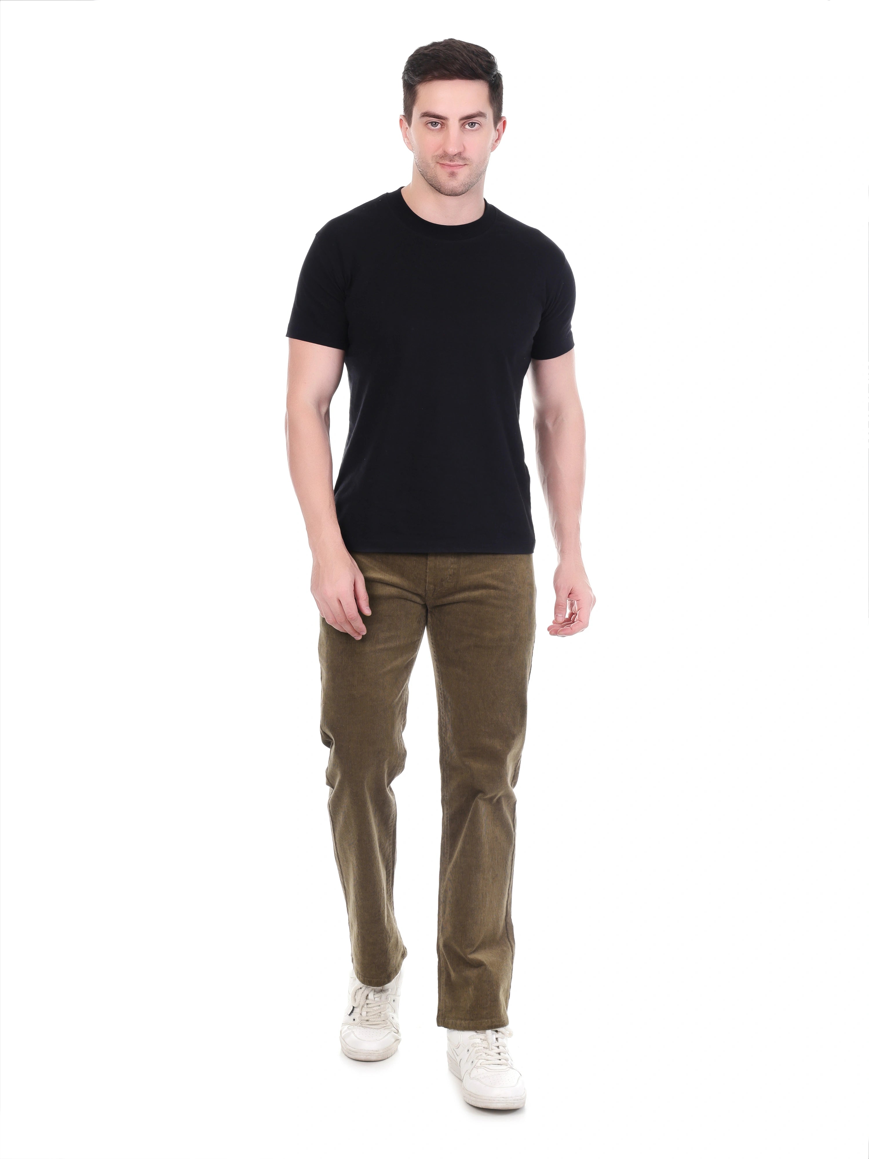 FLAKED Corduroy Straight Fit Stretchable Jeans - Earthwood Brown