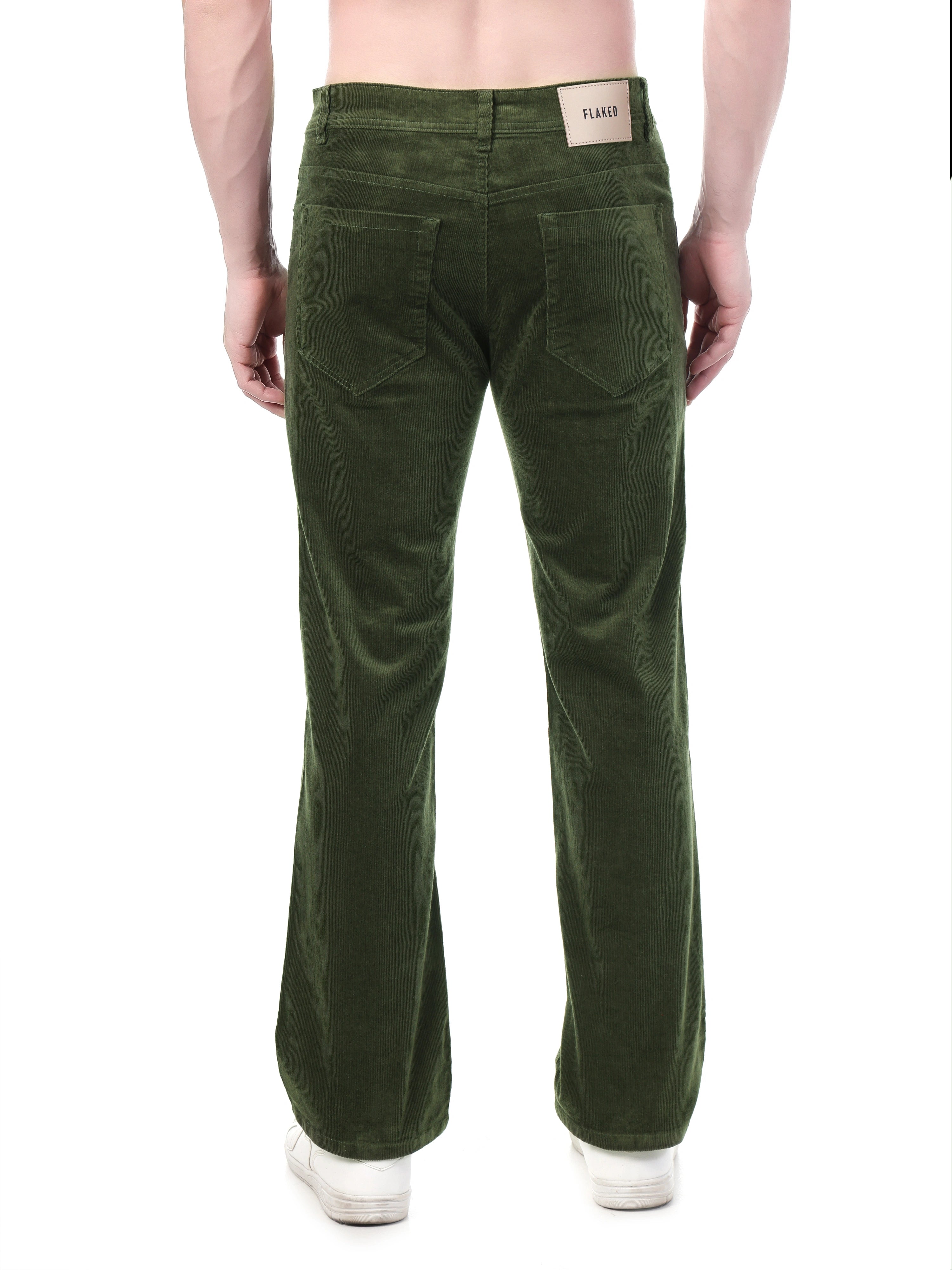 FLAKED Corduroy Straight Fit Stretchable Jeans - Olive Grove