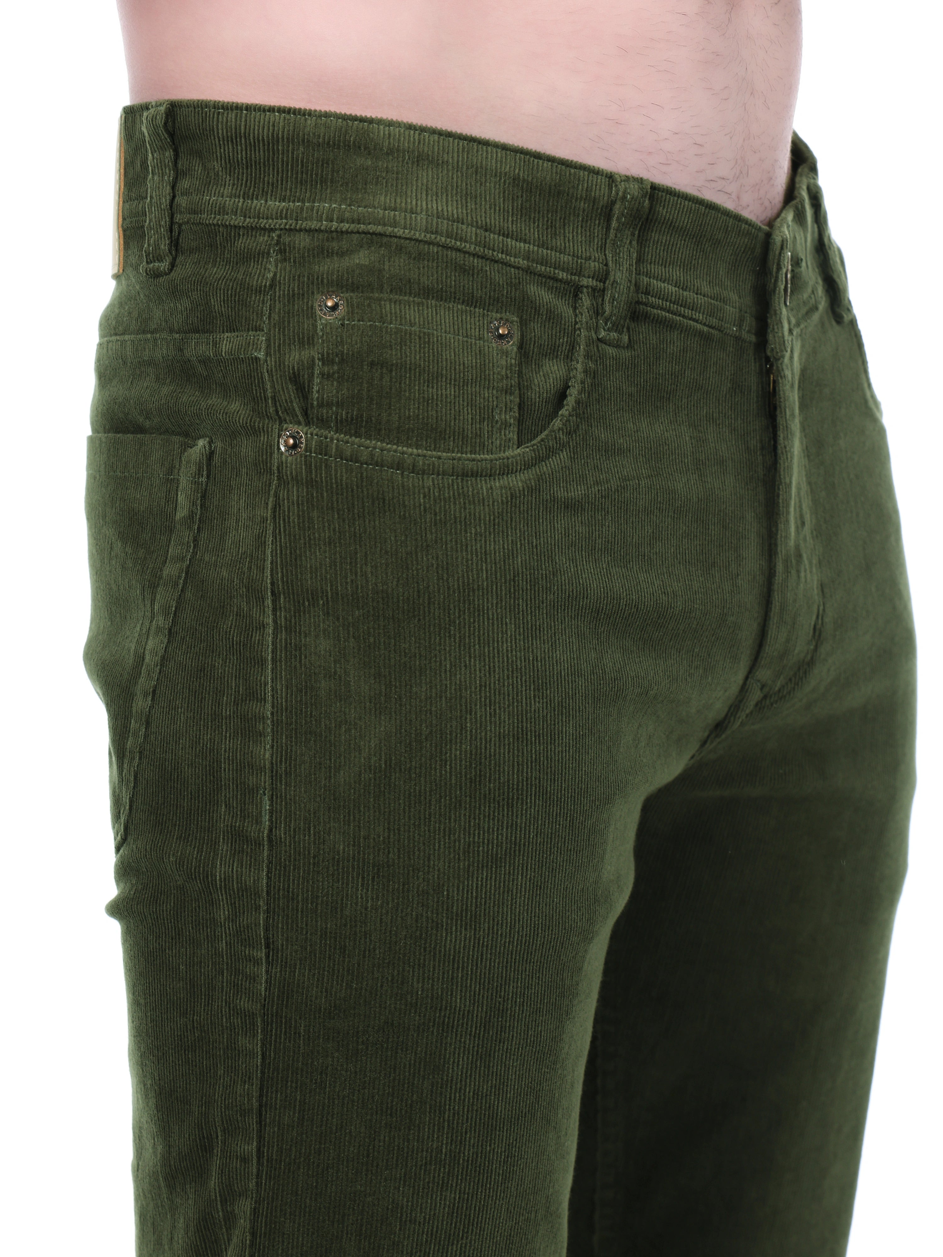 FLAKED Corduroy Straight Fit Stretchable Jeans - Olive Grove