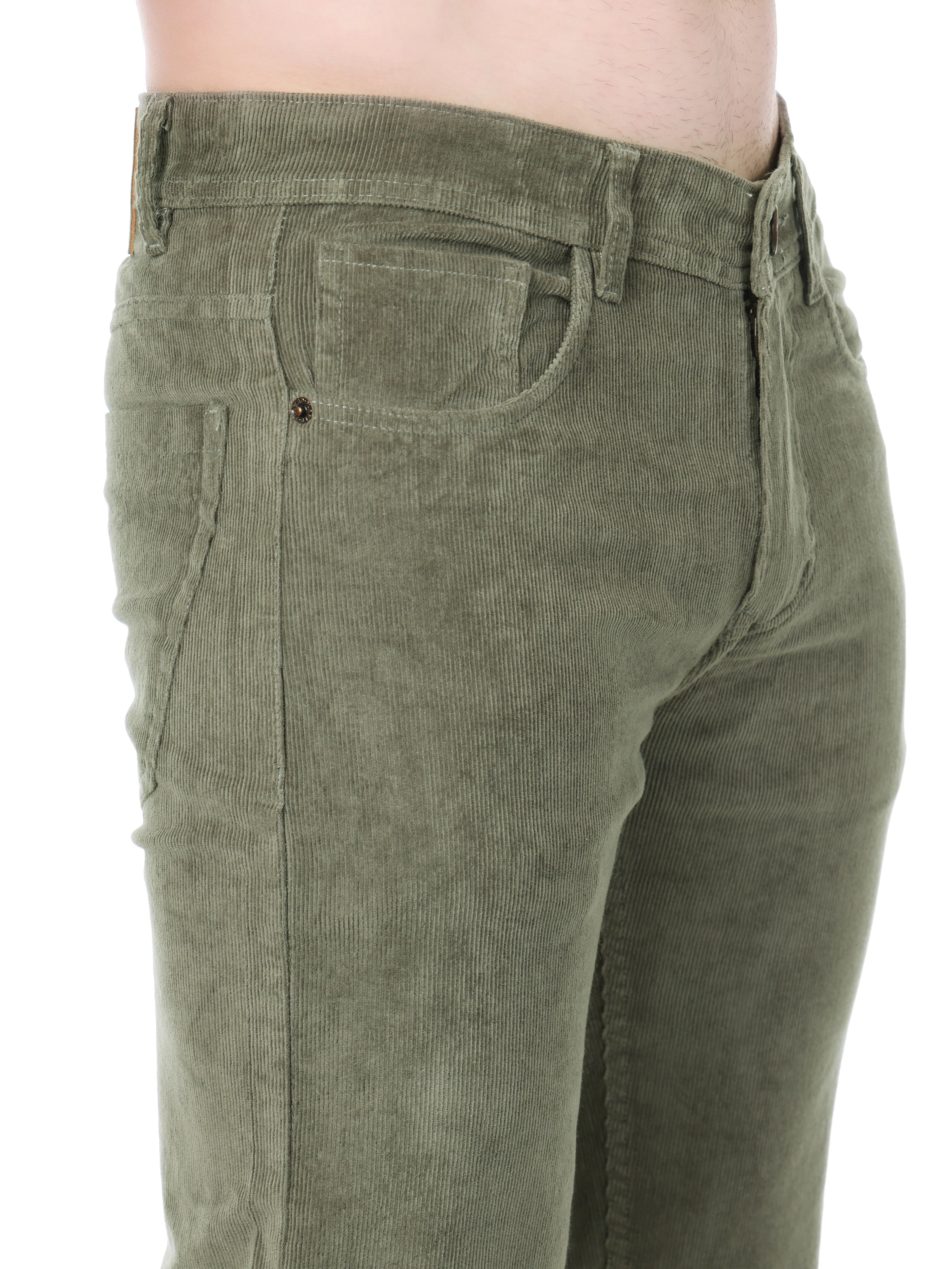 FLAKED Corduroy Straight Fit Stretchable Jeans - Sage Green