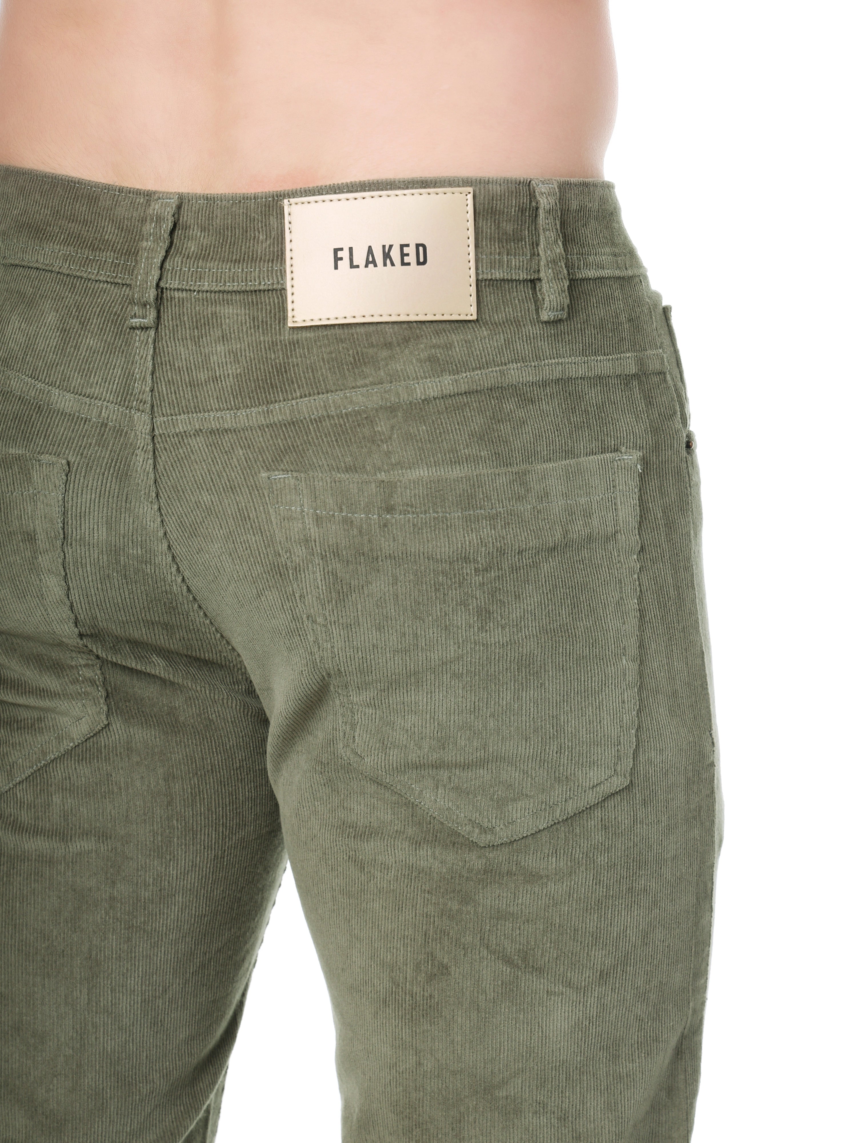 FLAKED Corduroy Straight Fit Stretchable Jeans - Sage Green