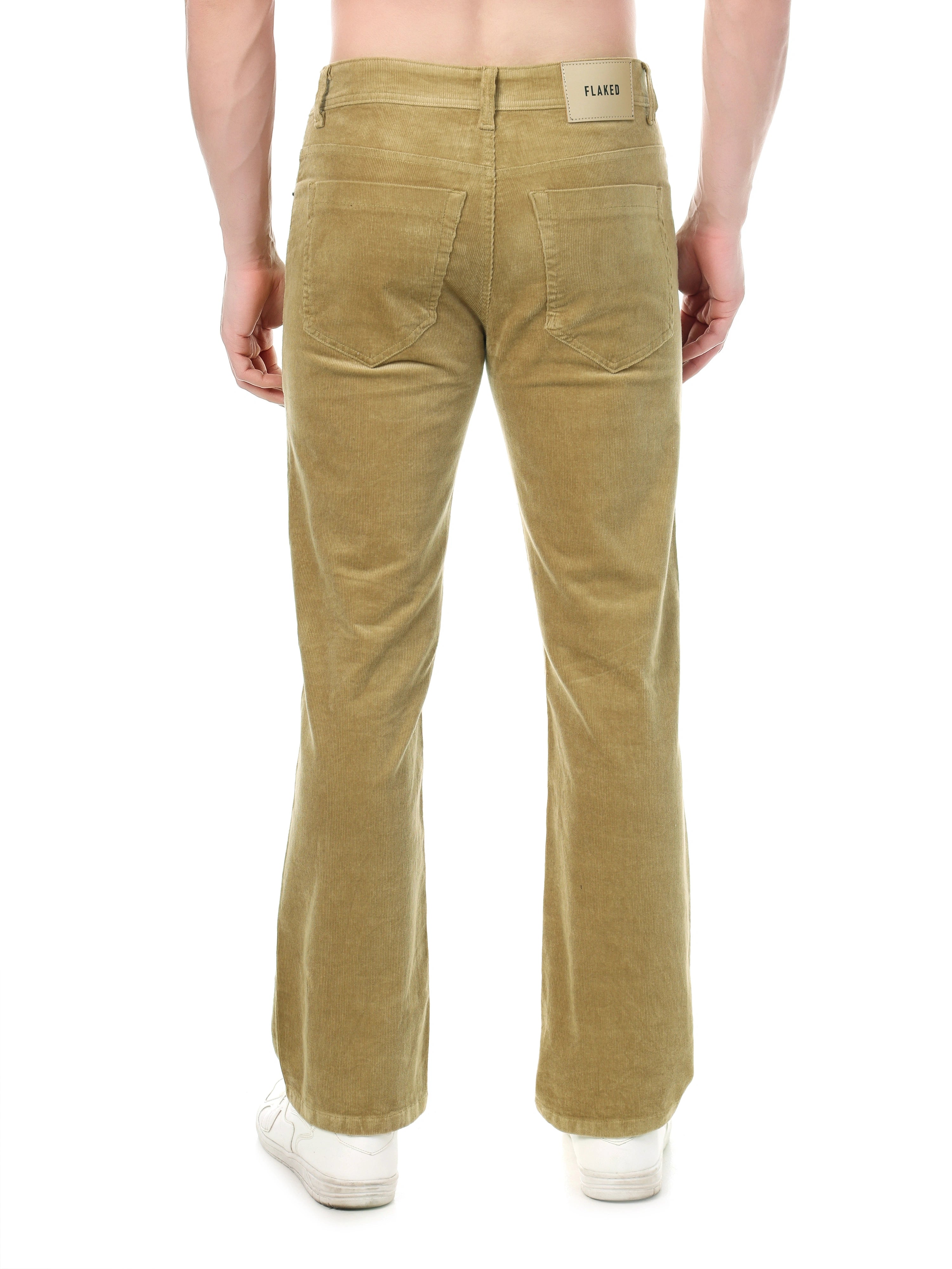 FLAKED Corduroy Straight Fit Stretchable Jeans - Soft Khaki
