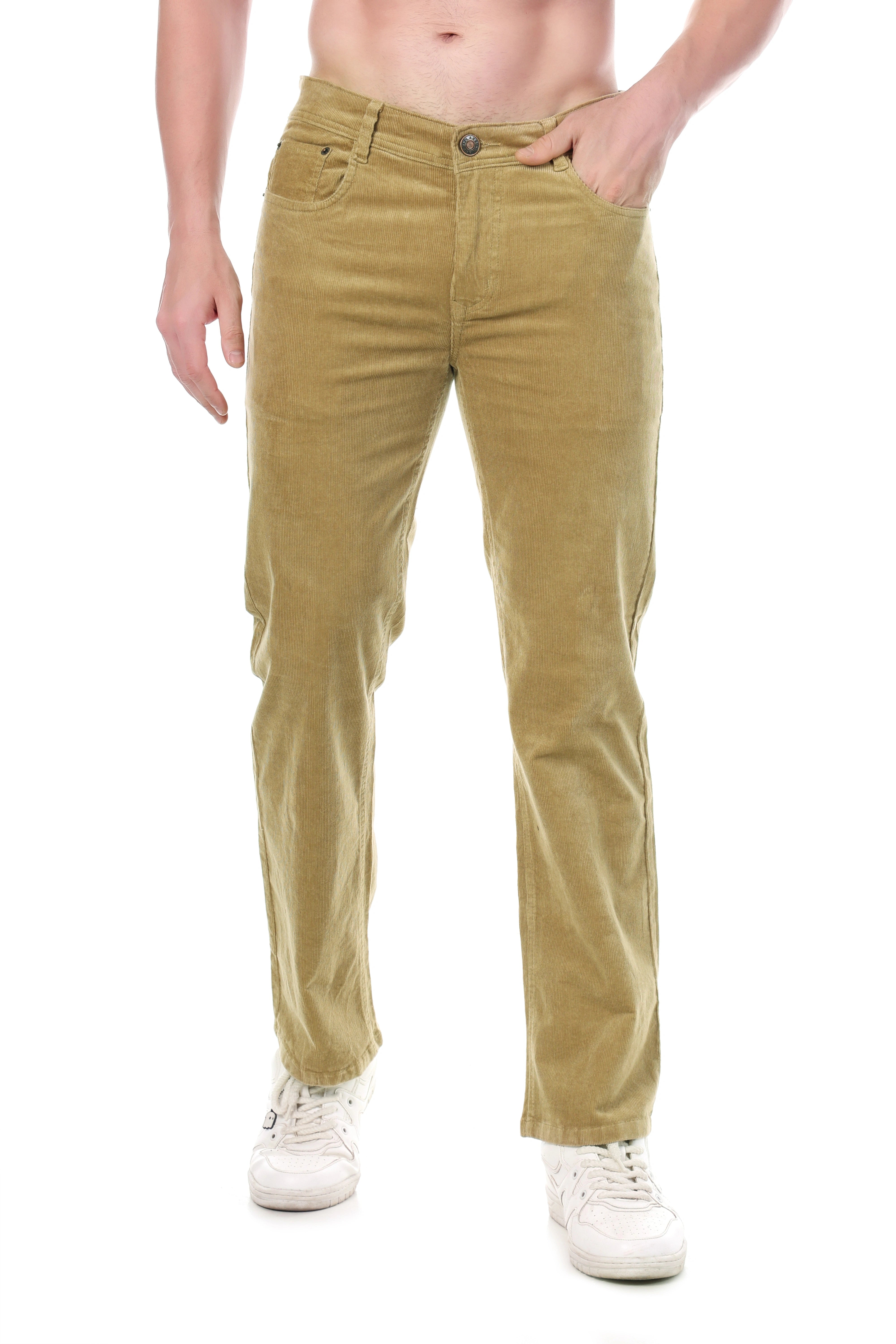 FLAKED Corduroy Straight Fit Stretchable Jeans - Soft Khaki